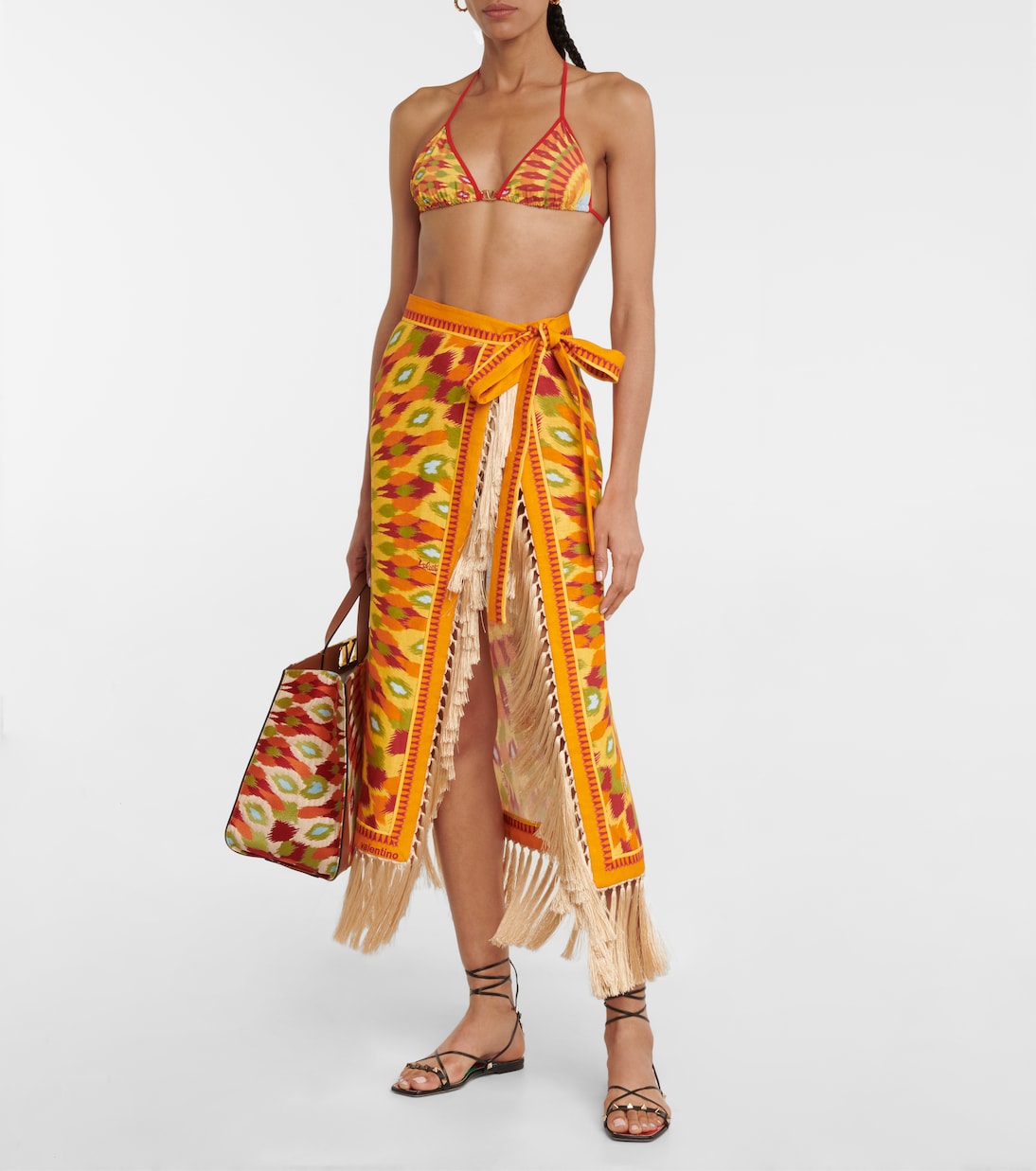 Printed linen beach cover-up | Valentino