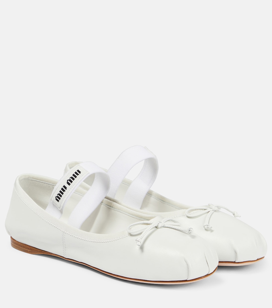 Ballerine in pelle con logo | Miu Miu