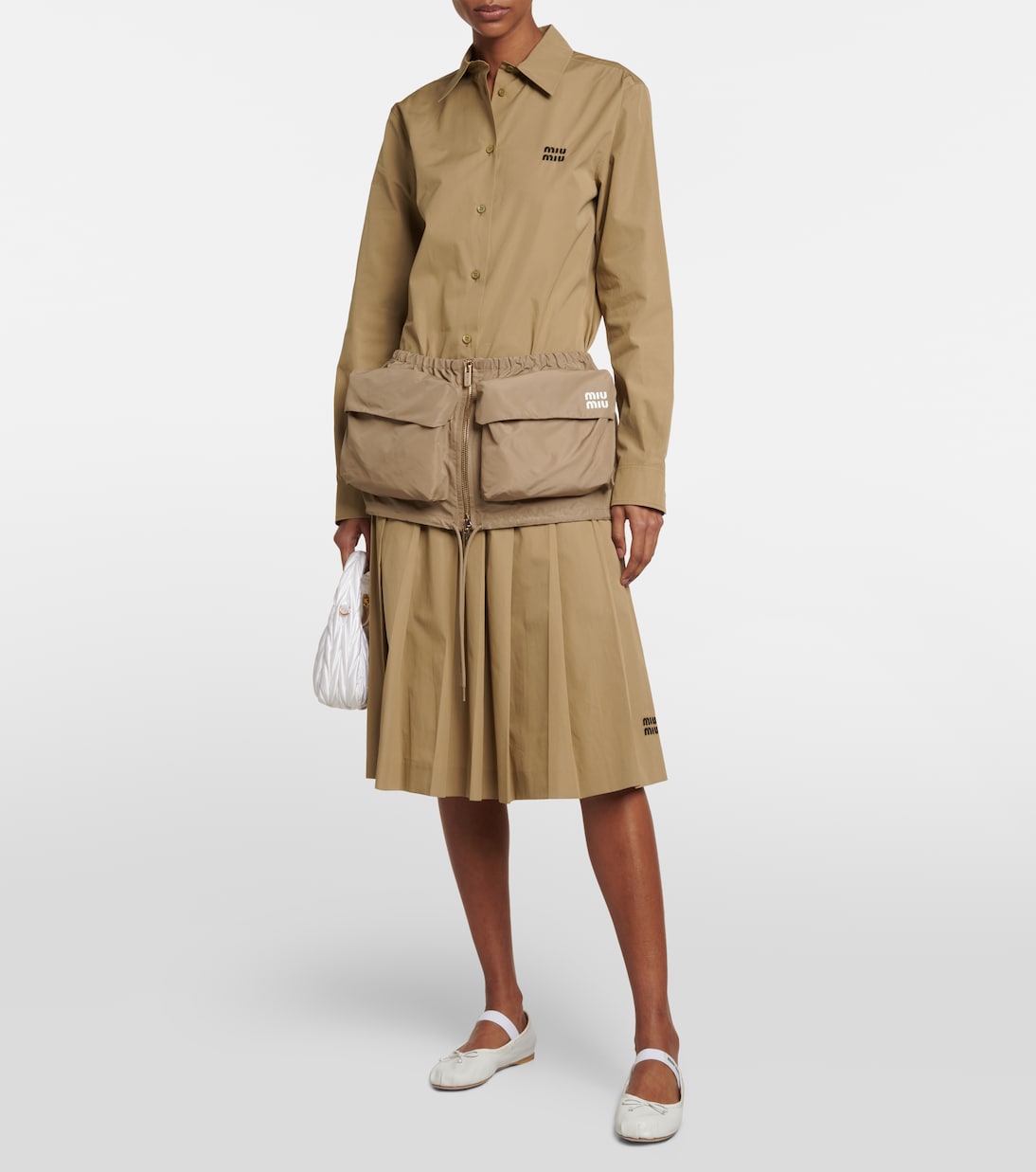 Ballerine in pelle con logo | Miu Miu