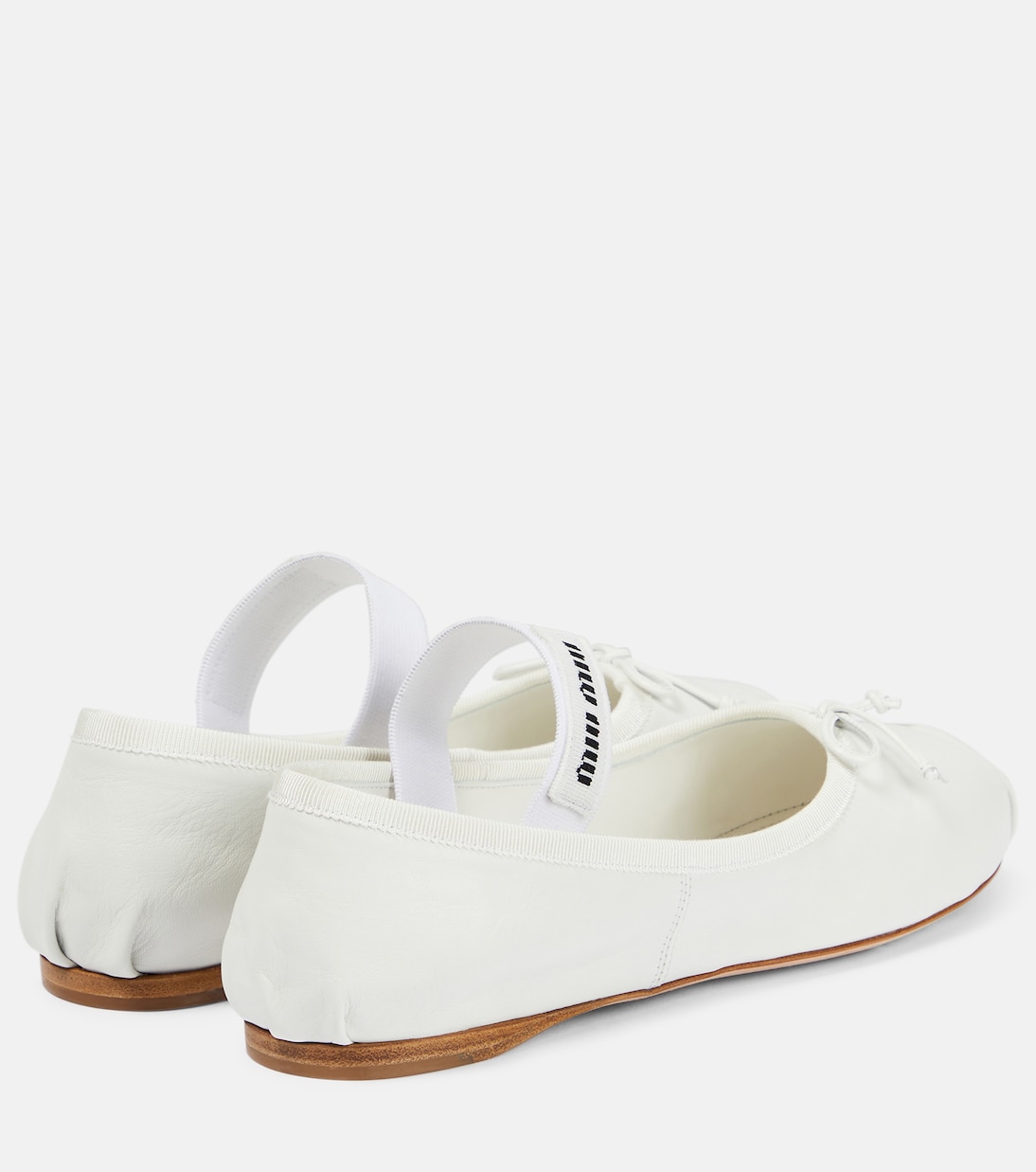 Ballerine in pelle con logo | Miu Miu