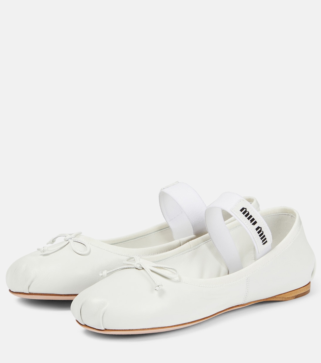 Ballerine in pelle con logo | Miu Miu