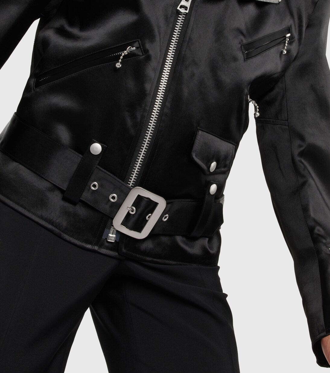 Embossed Leather Biker Jacket (J10-EMBOSSED-BROWN)