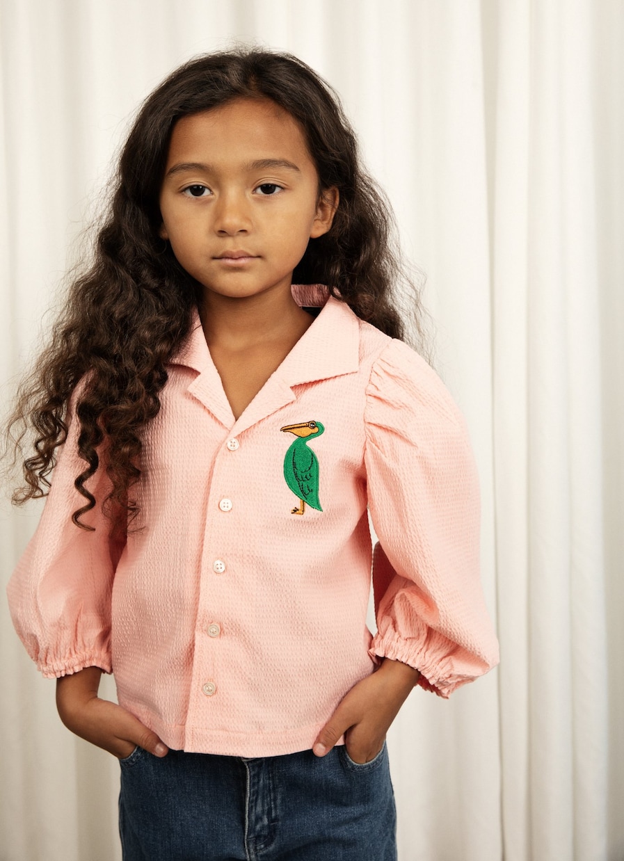 Blusa de seersucker bordada | Mini Rodini