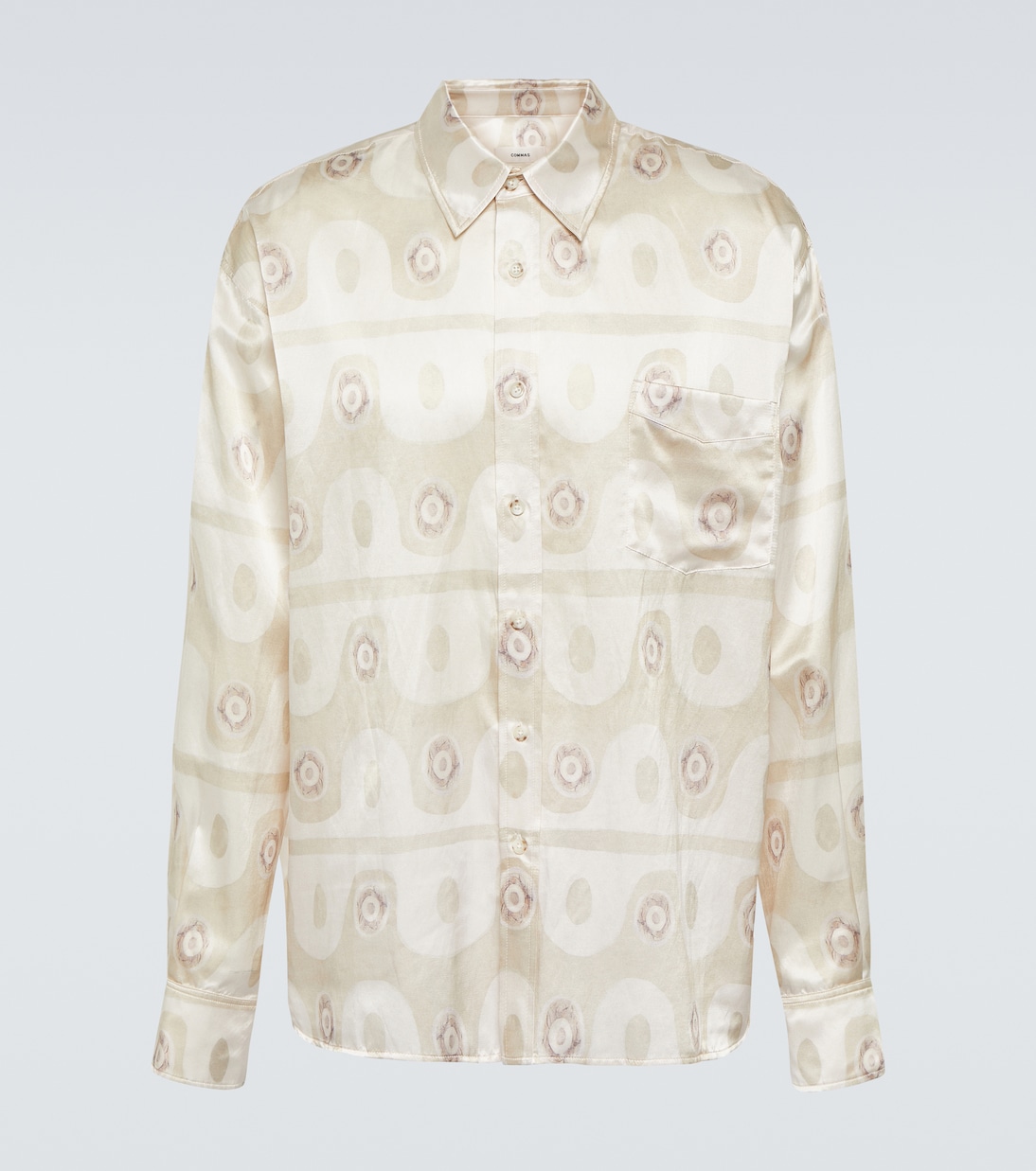 Camisa de seda y algodón estampada | Commas