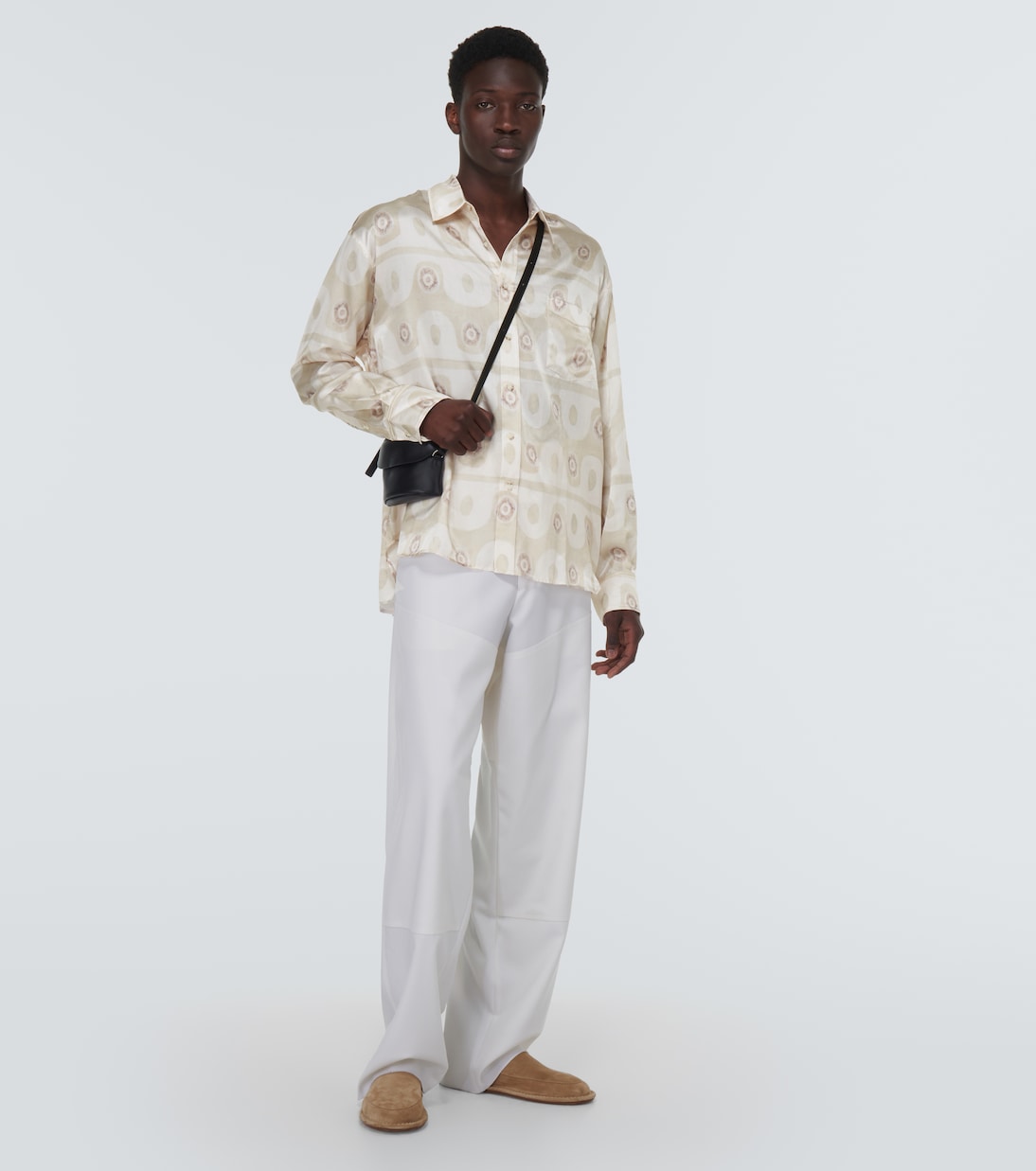 Camisa de seda y algodón estampada | Commas
