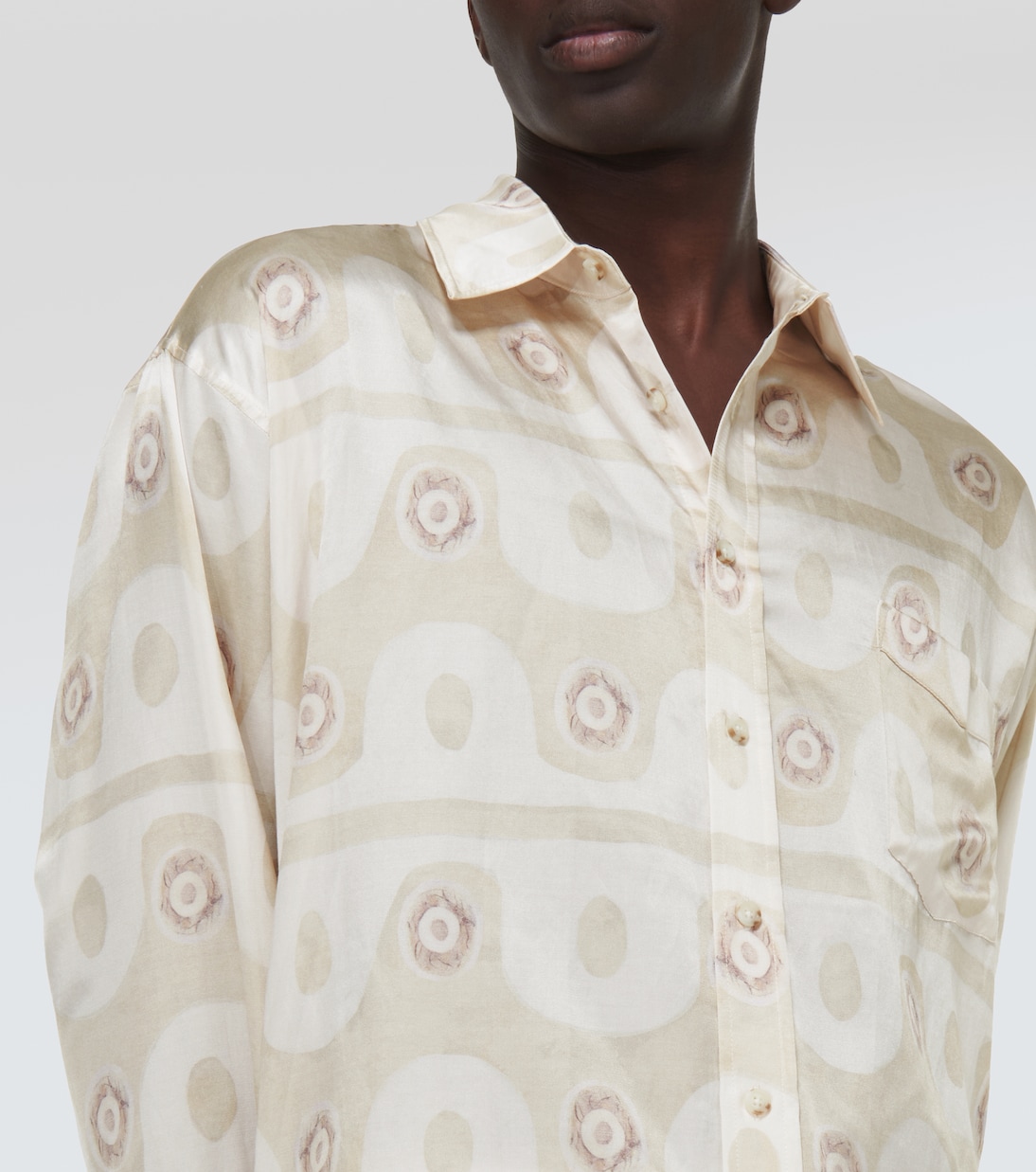Camisa de seda y algodón estampada | Commas
