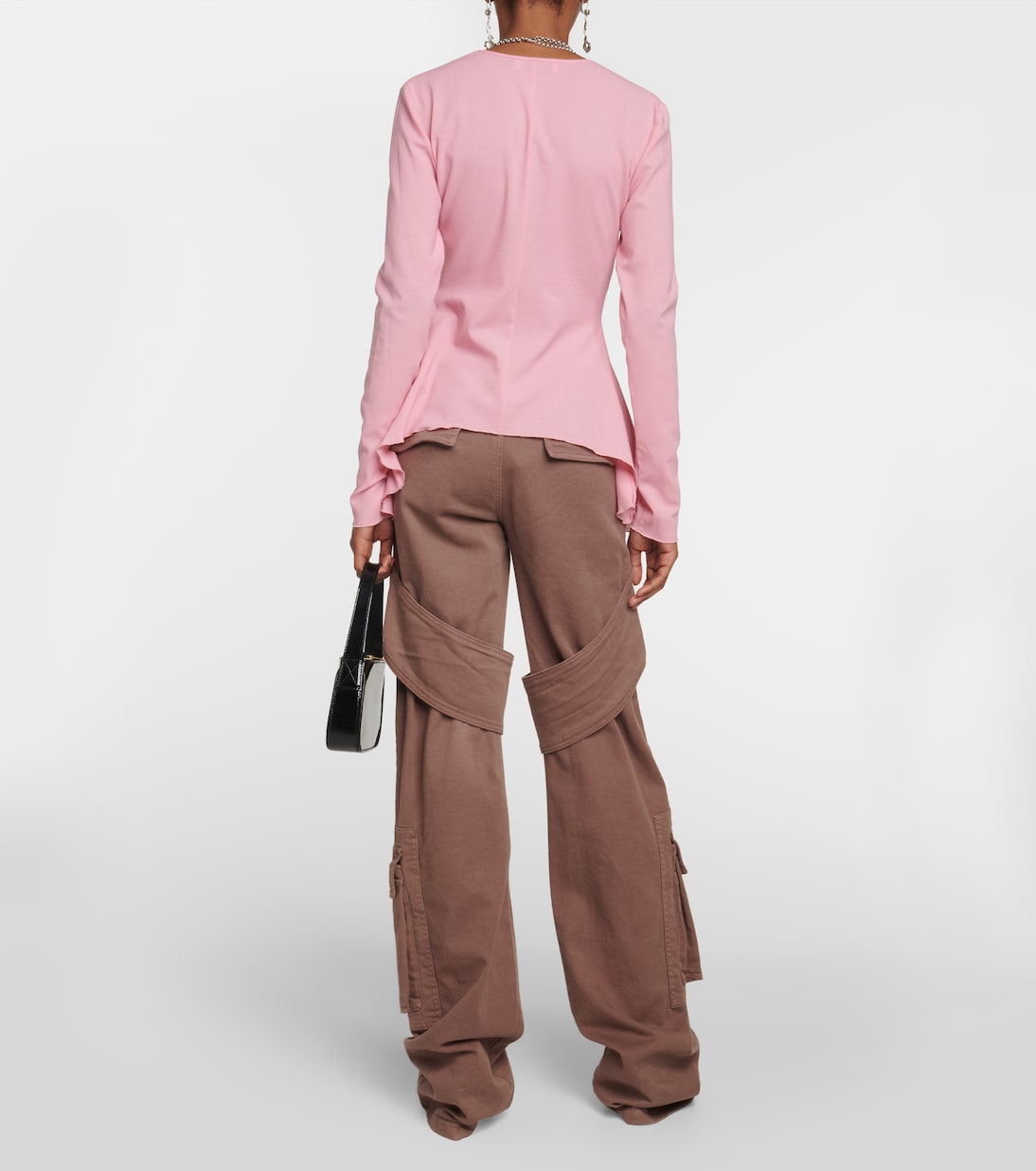 Ruffled tie-front wool-blend blouse | Blumarine