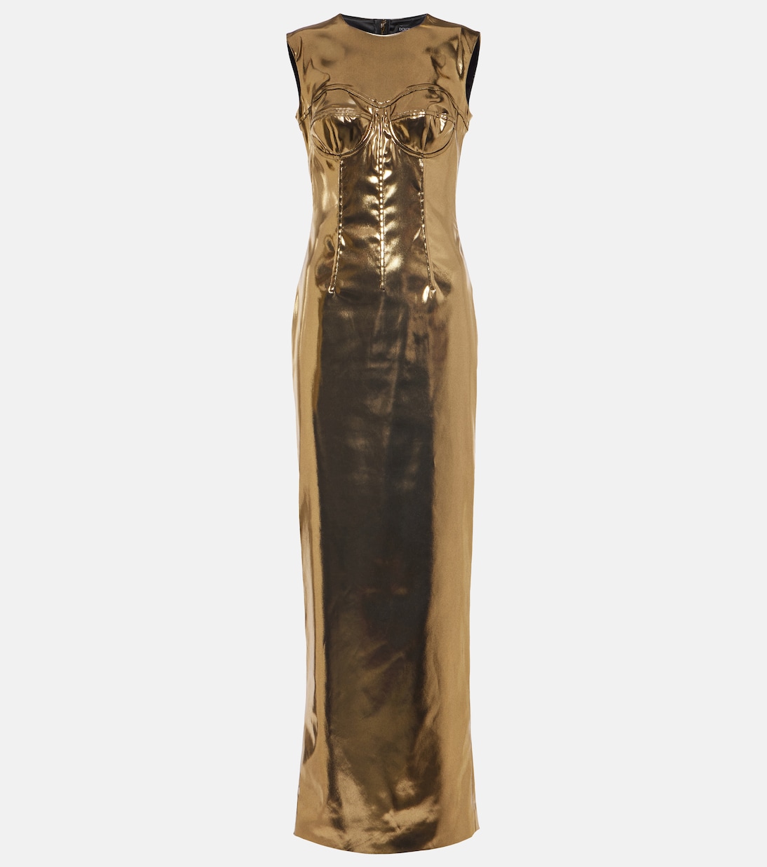 Abito lungo in raso laminato | Dolce&Gabbana