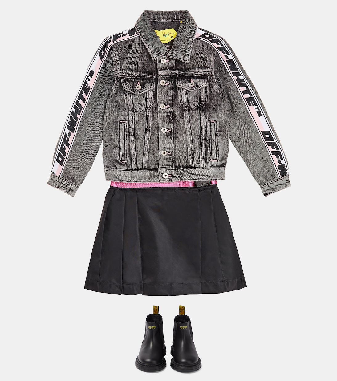 Logo denim jacket in black - Off White Kids | Mytheresa