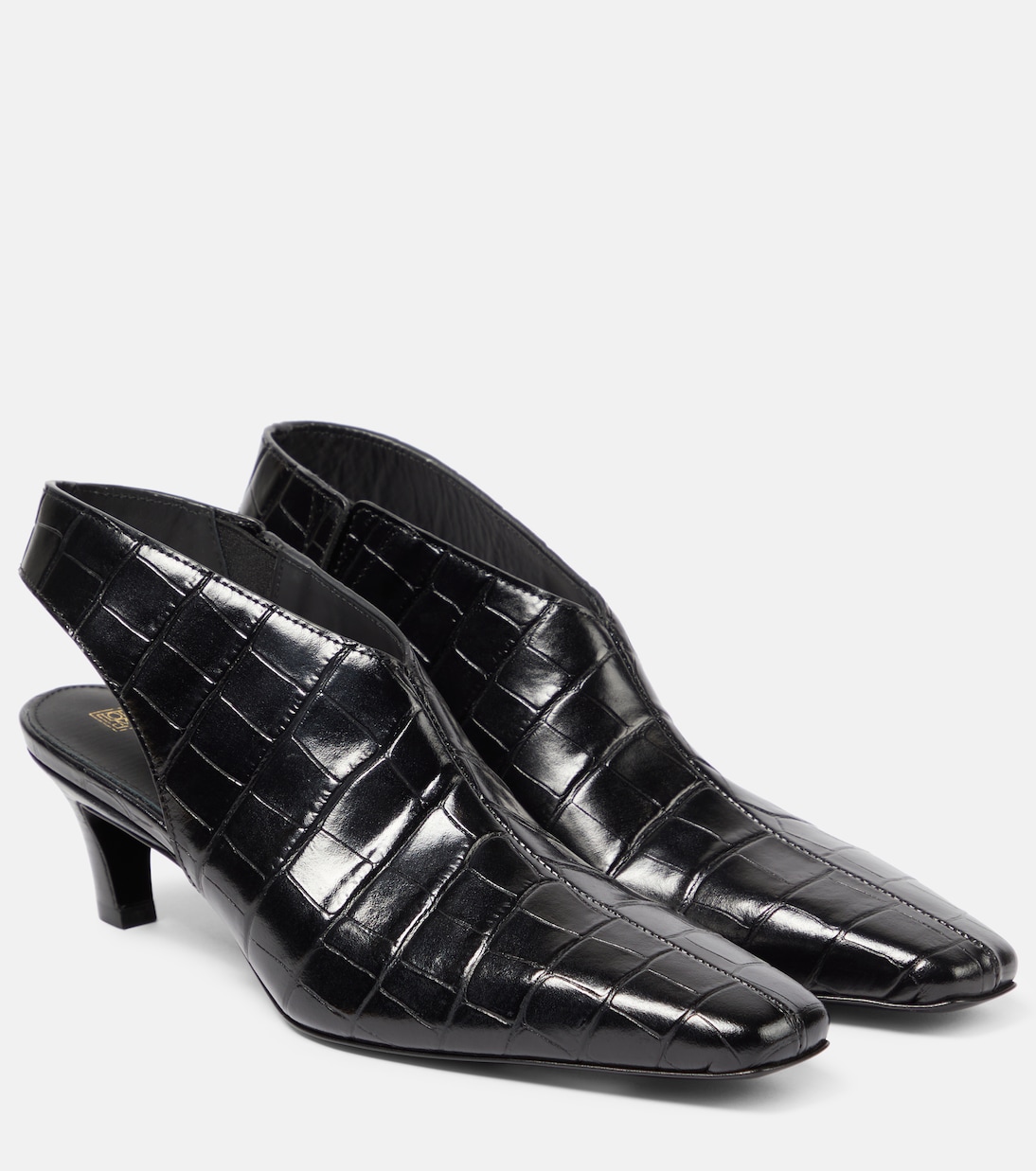 Pumps slingback The Mid Heel Croco in pelle | Toteme