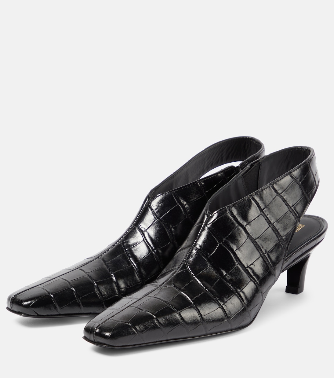 Pumps slingback The Mid Heel Croco in pelle | Toteme