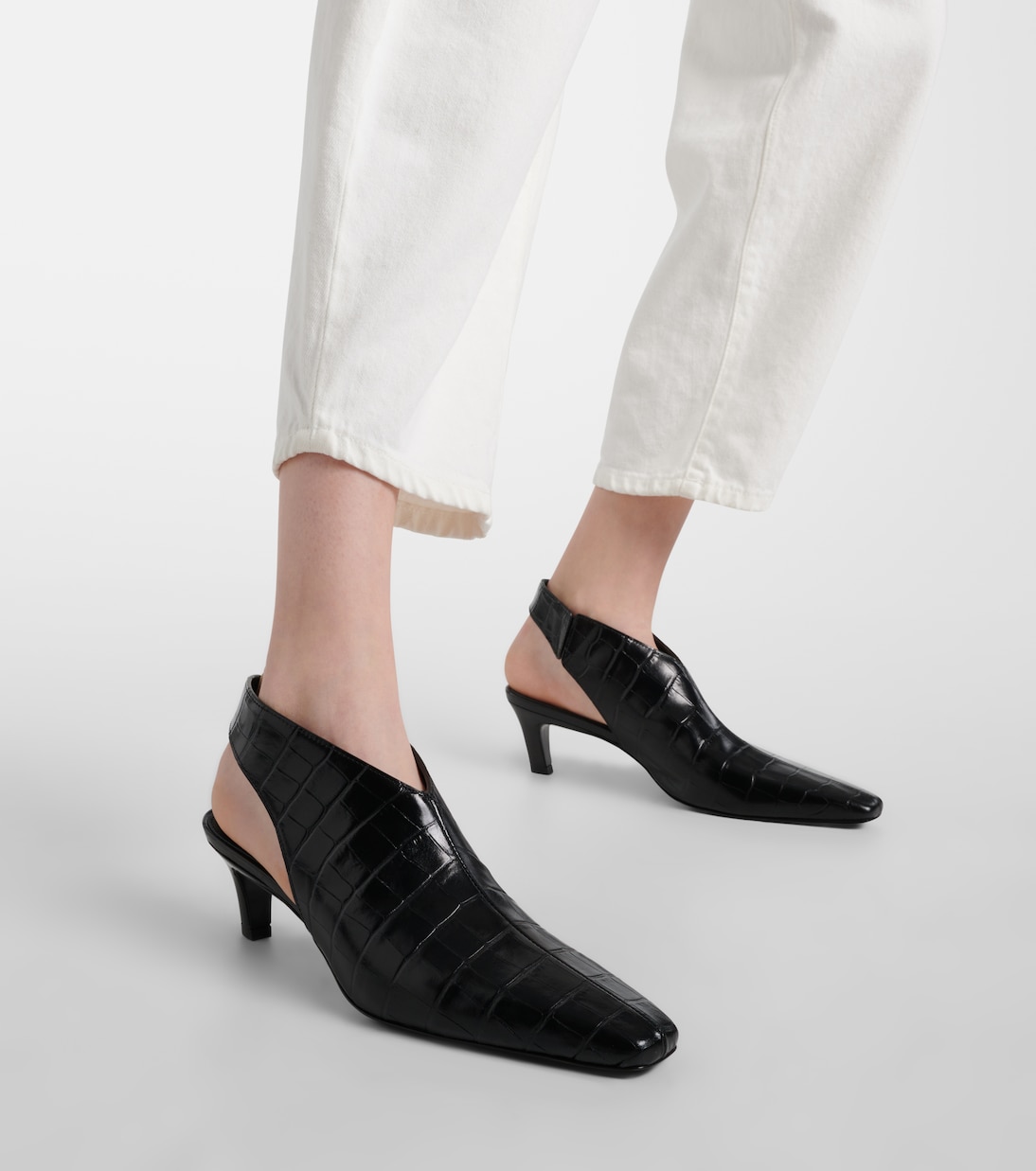 Pumps slingback The Mid Heel Croco in pelle | Toteme