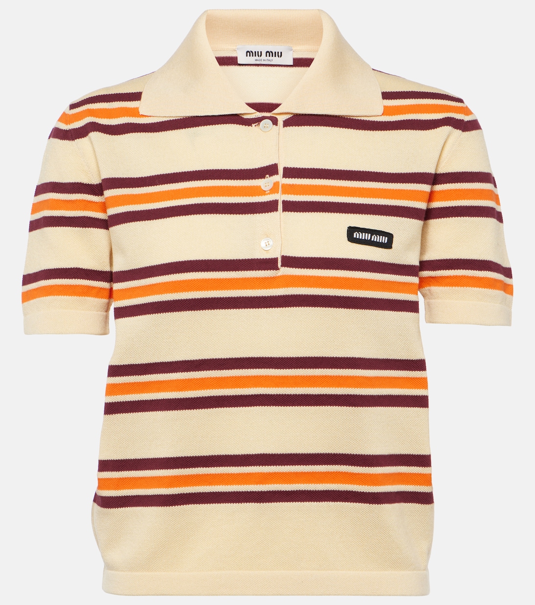 Polo in seta e cotone a righe | Miu Miu