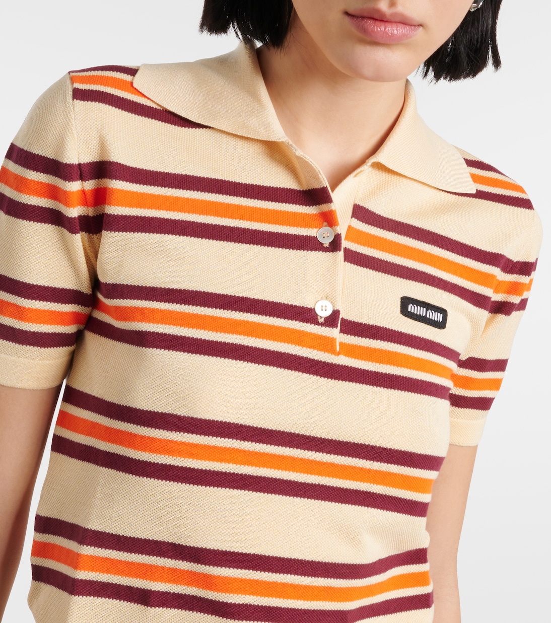 Polo in seta e cotone a righe | Miu Miu