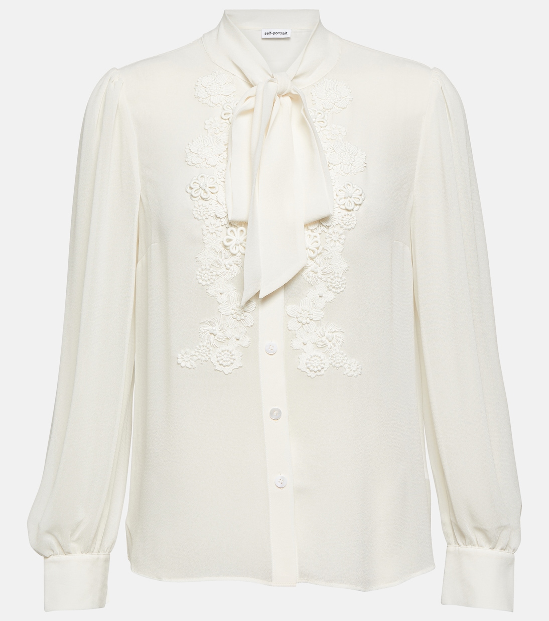 Bluse aus Chiffon mit Spitze | Self-Portrait