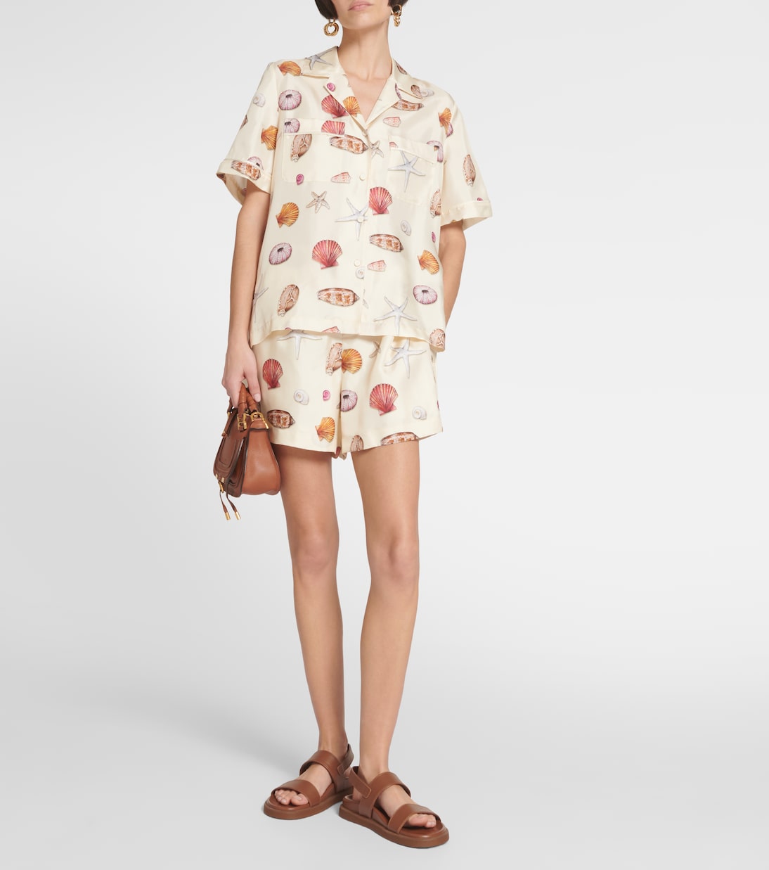 Shorts a vita alta in seta con stampa | Chloé