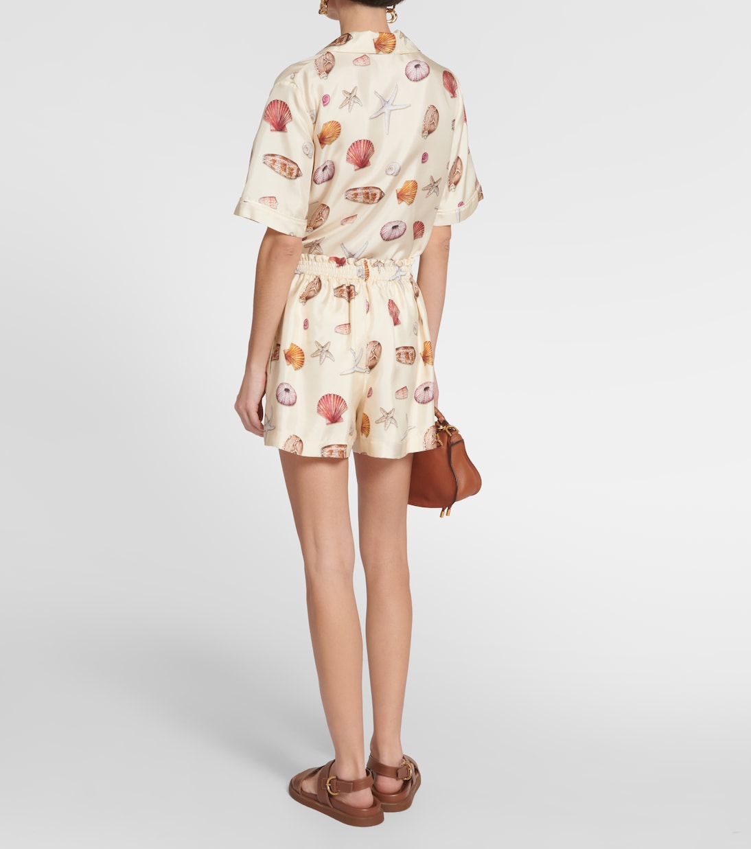 Shorts a vita alta in seta con stampa | Chloé