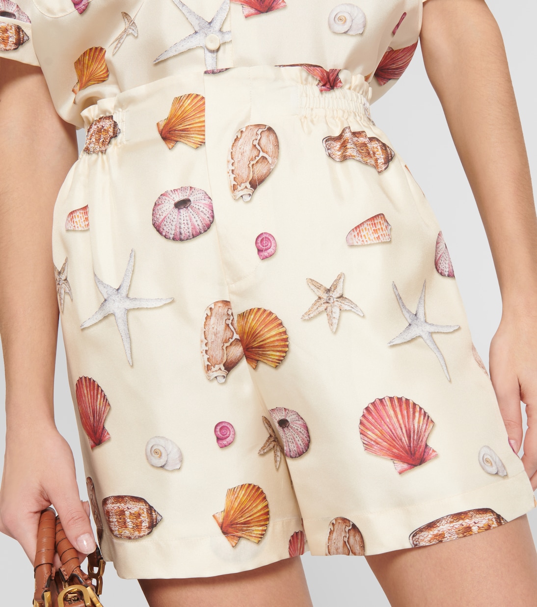 Shorts a vita alta in seta con stampa | Chloé