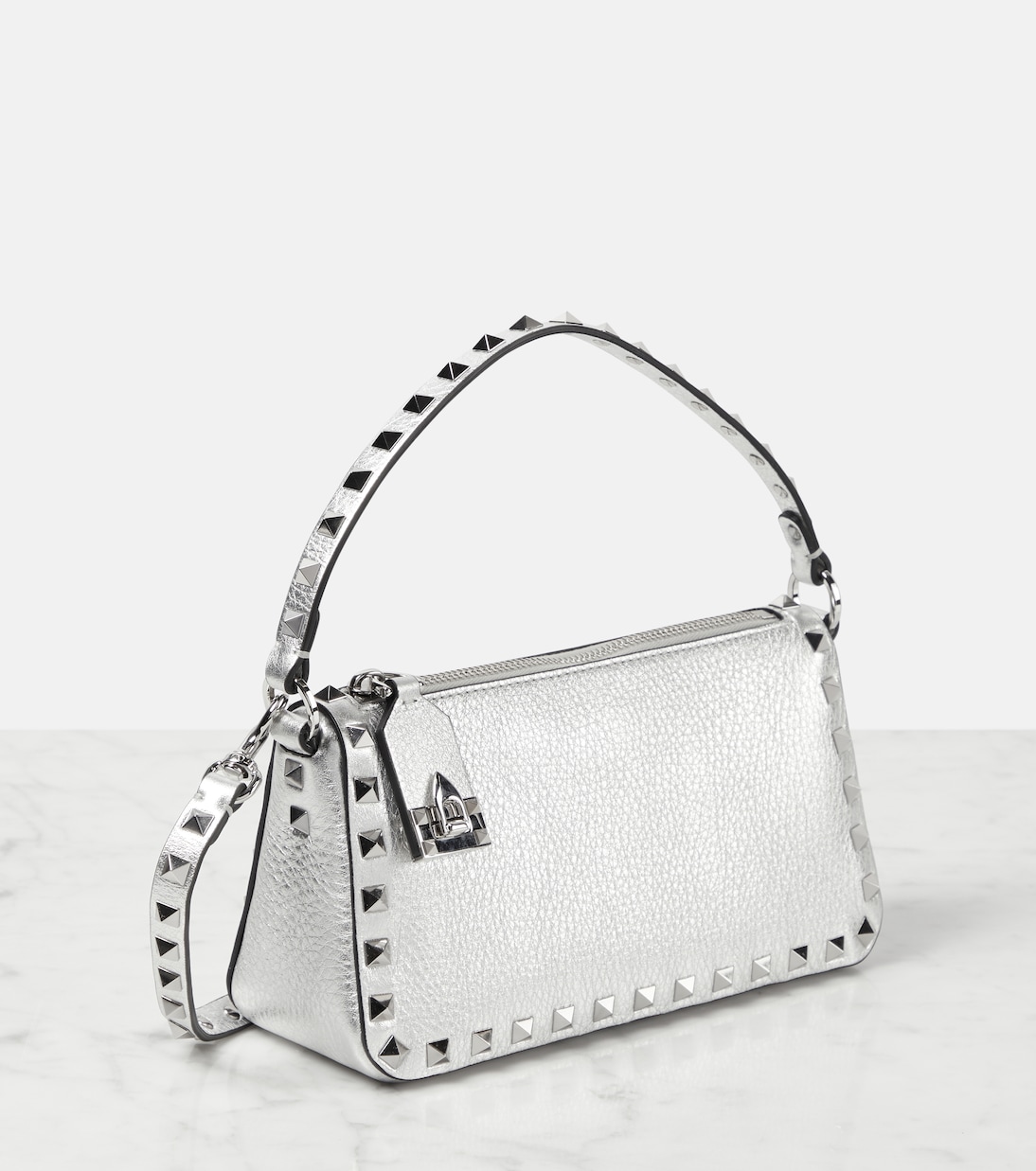 Schultertasche Rockstud Small aus Metallic-Leder | Valentino Garavani