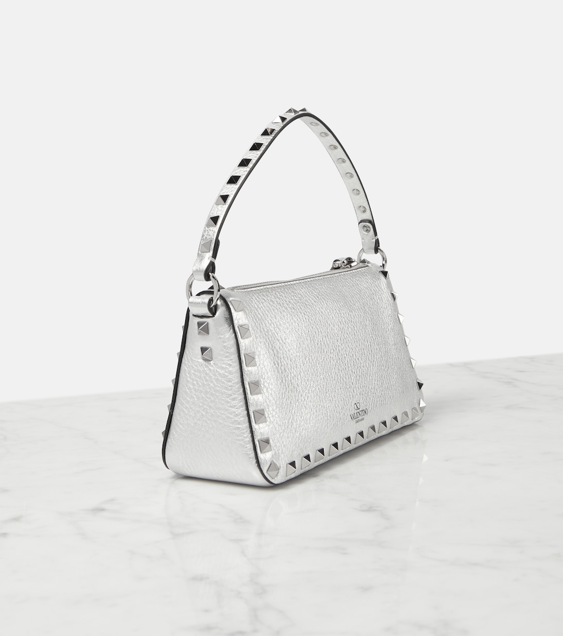 Schultertasche Rockstud Small aus Metallic-Leder | Valentino Garavani