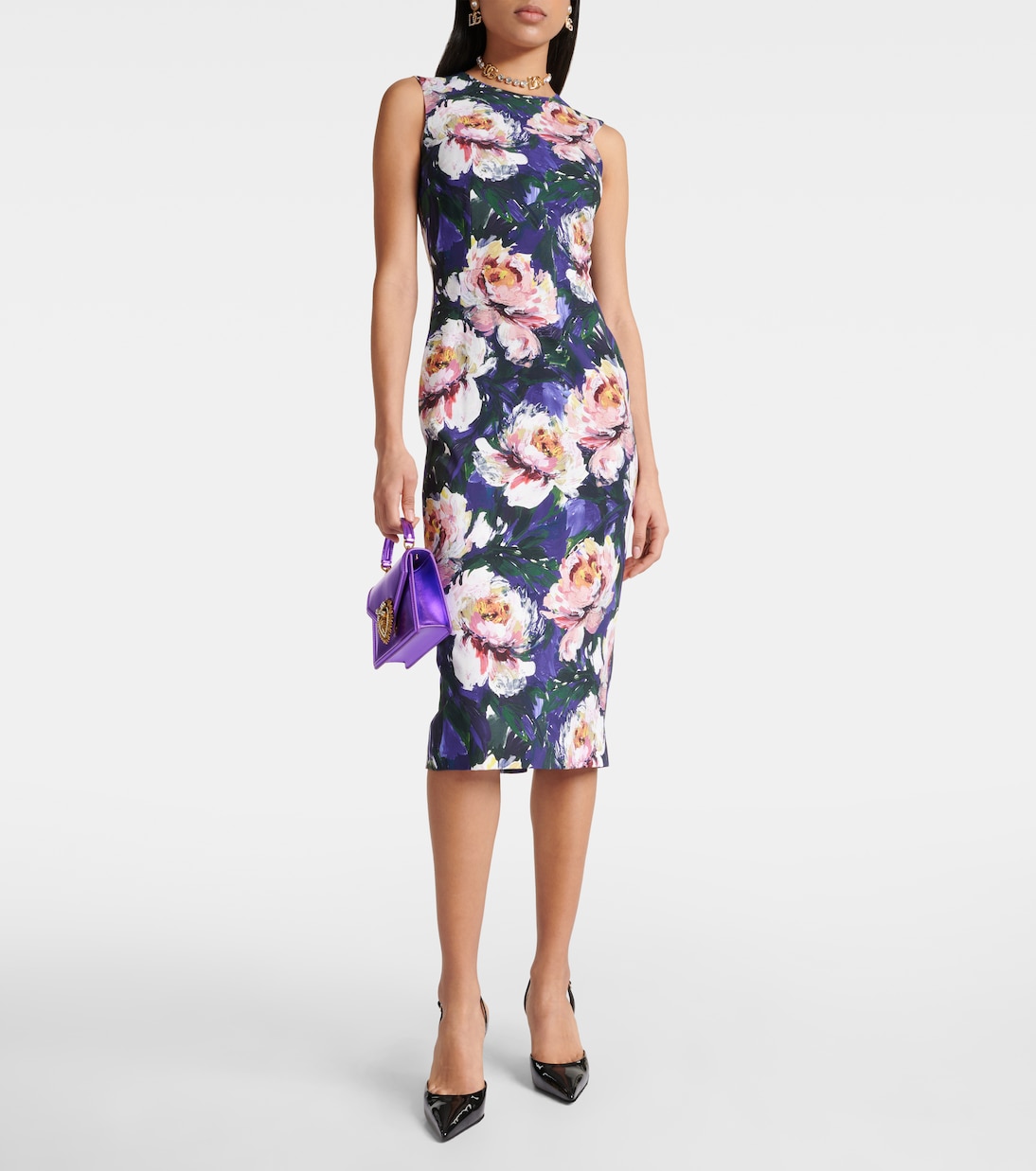 Vestido midi de cady floral | Dolce&Gabbana