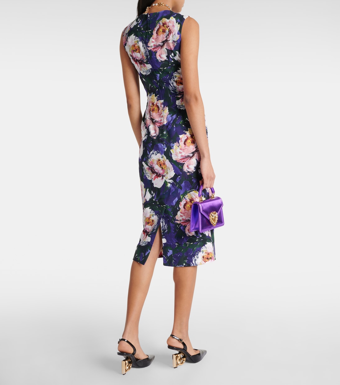Vestido midi de cady floral | Dolce&Gabbana