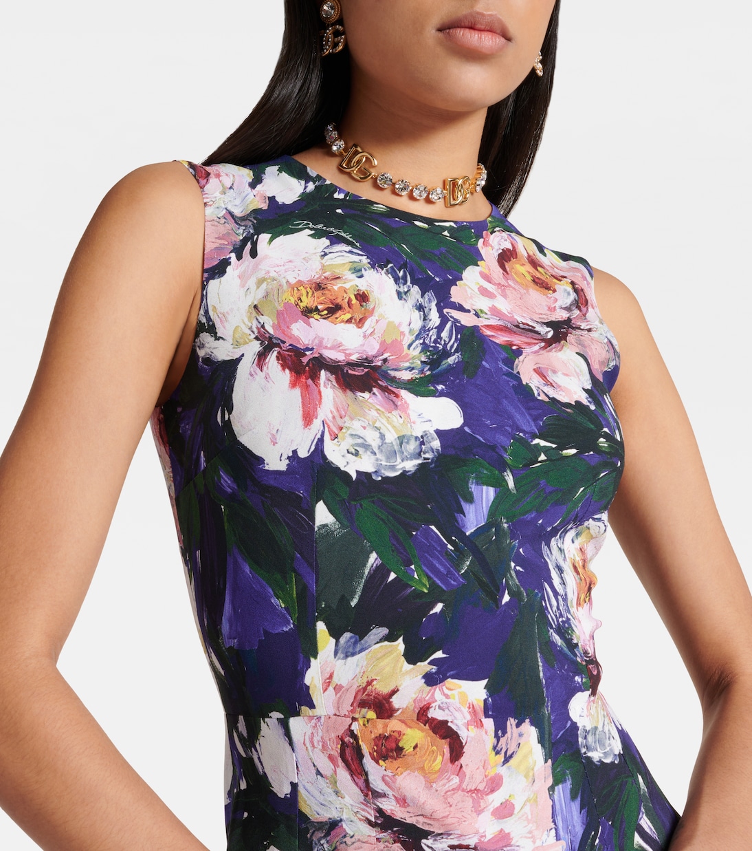 Vestido midi de cady floral | Dolce&Gabbana