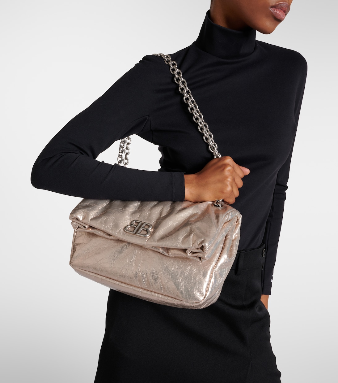 Borsa Monaco Small in pelle metallizzata | Balenciaga