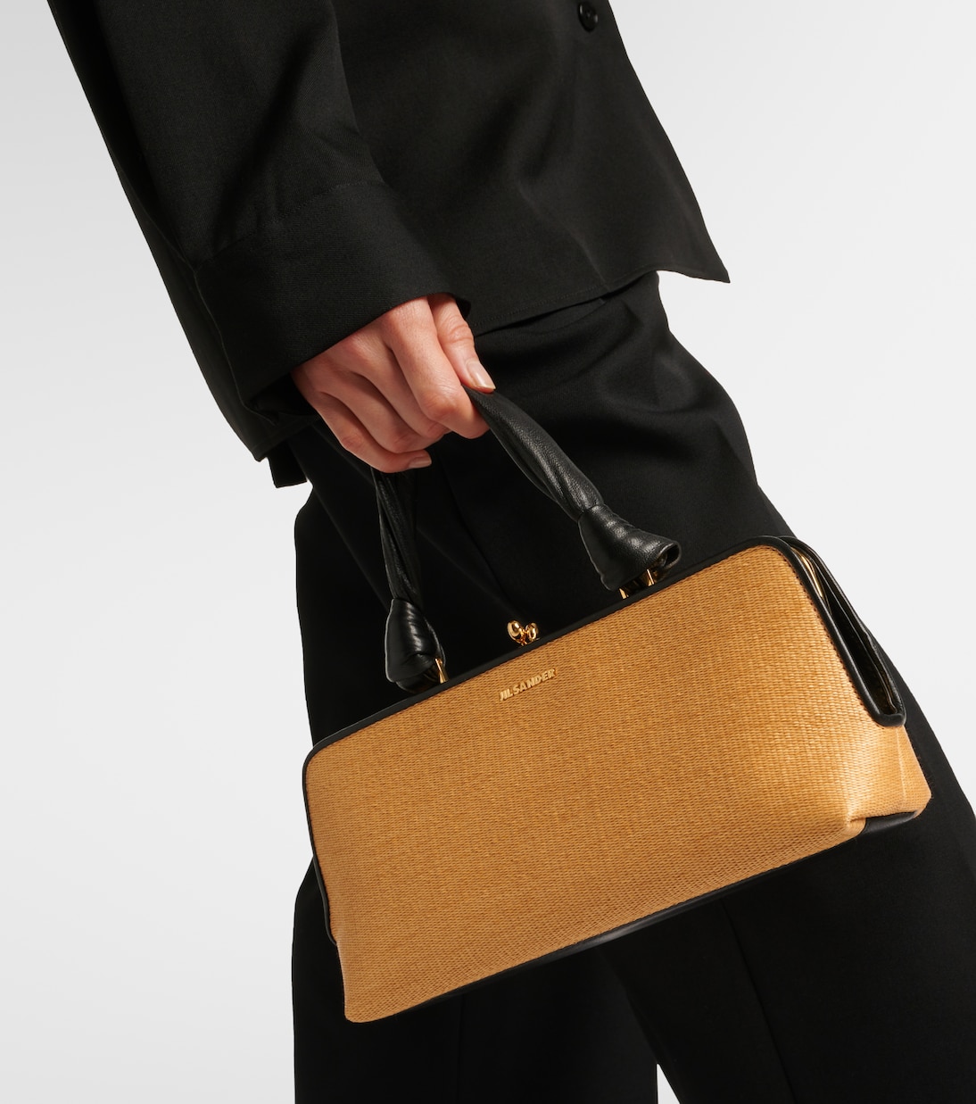 【Jil Sander】Goji Small Raffia Handbag Goji Small raffia-effect tote bag in beige - Jil Sander