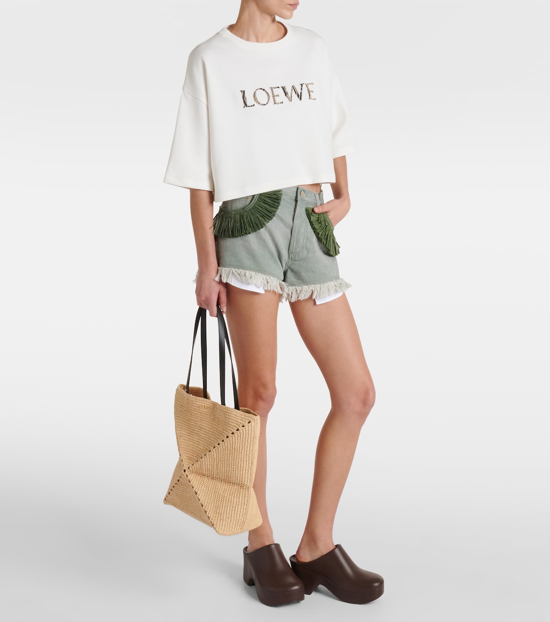 Cabas Paula’s Ibiza Puzzle Fold en raphia | Loewe