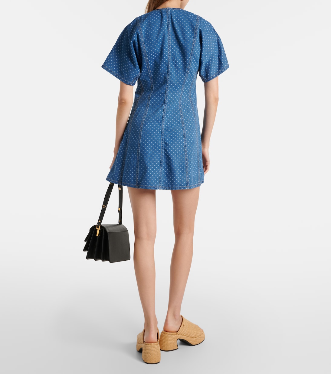 Polka-dot denim minidress | Ganni
