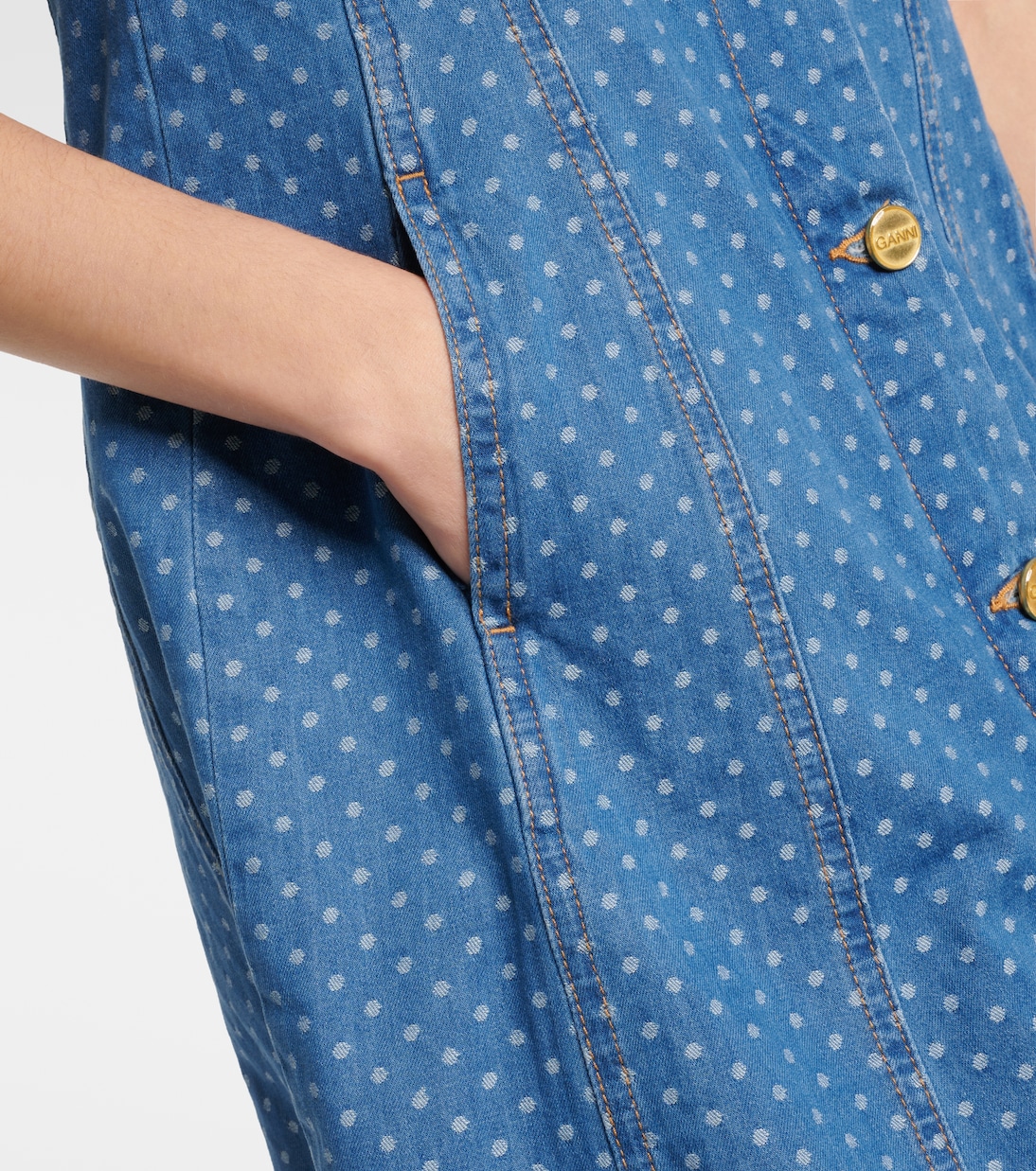 Polka-dot denim minidress | Ganni