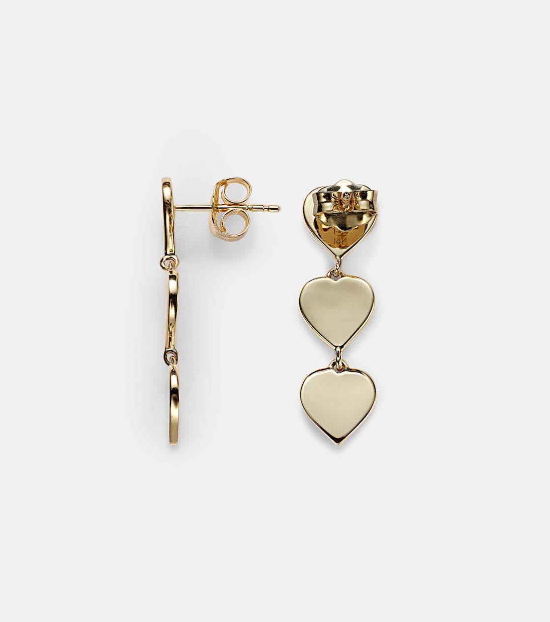 Boucles d'oreilles Pure Three Heart Linear en or 14 ct | Sydney Evan
