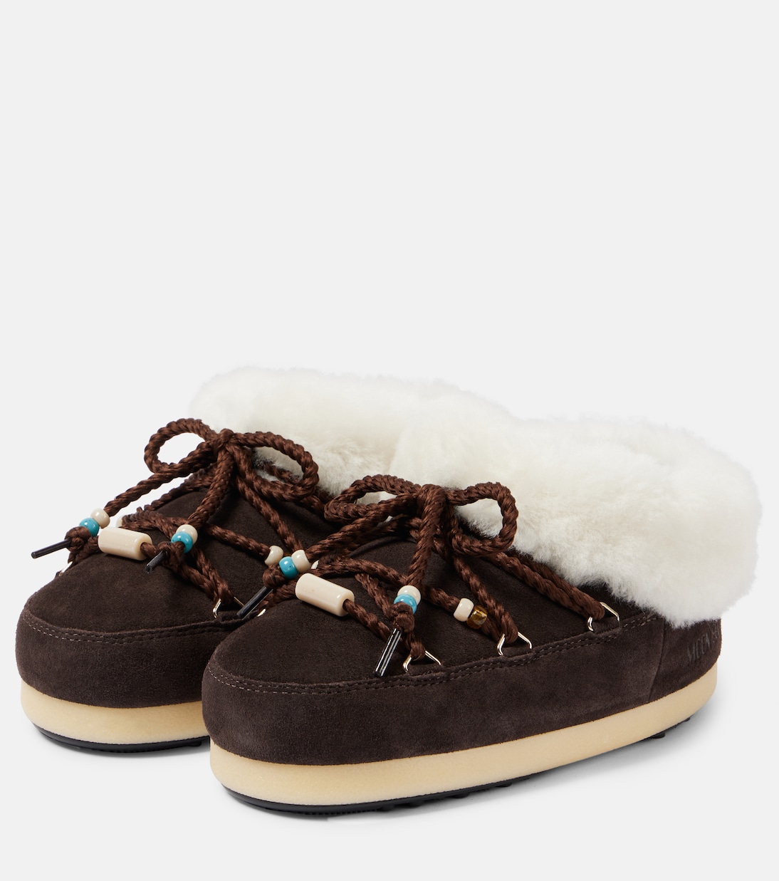 Faux fur-trimmed suede mules | Moon Boot