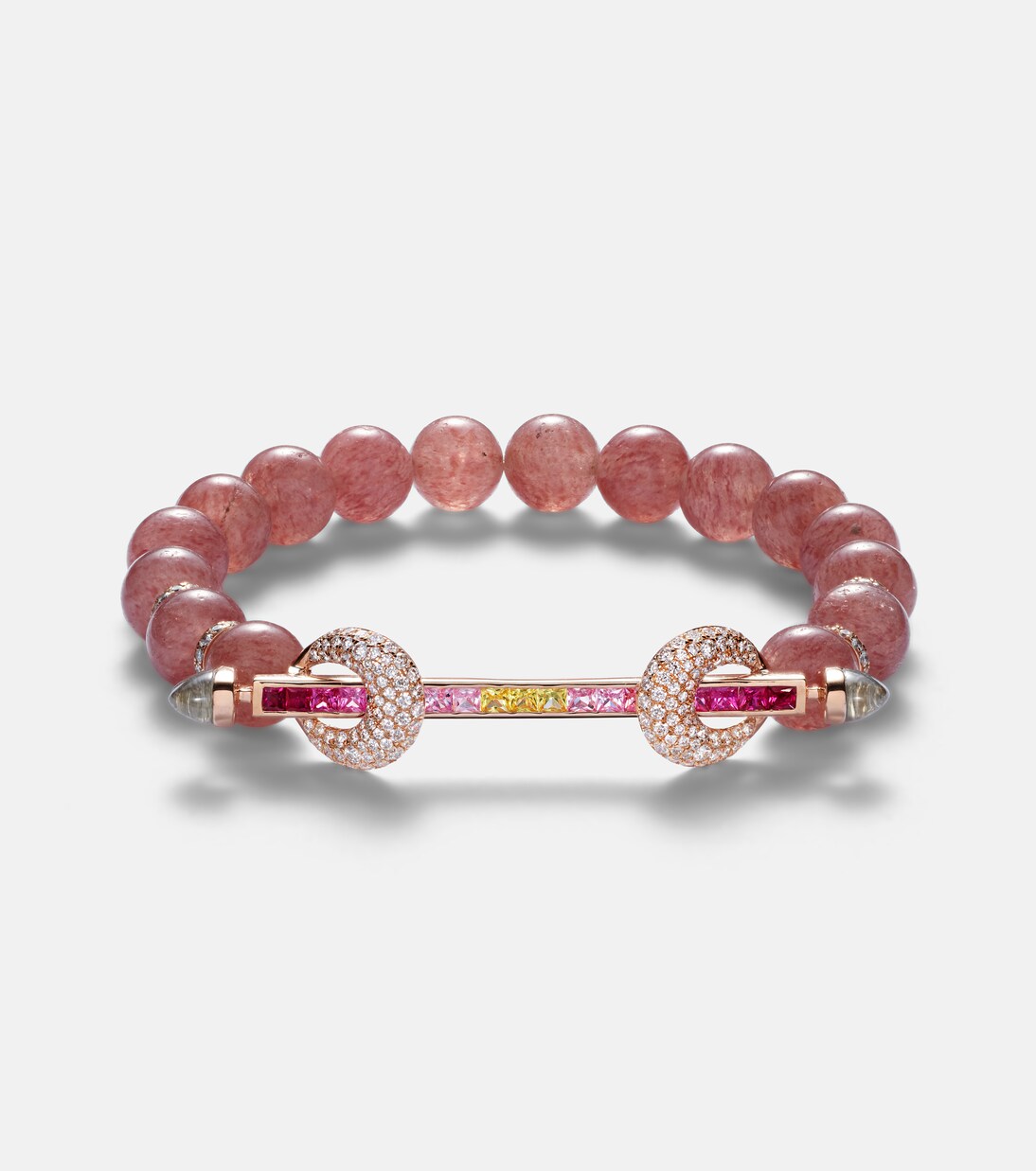 Bracciale ANANYA Chakra in oro rosa 18kt, arricchito con berilli, diamanti e pietre preziose per uno stile giovane e raffinato.