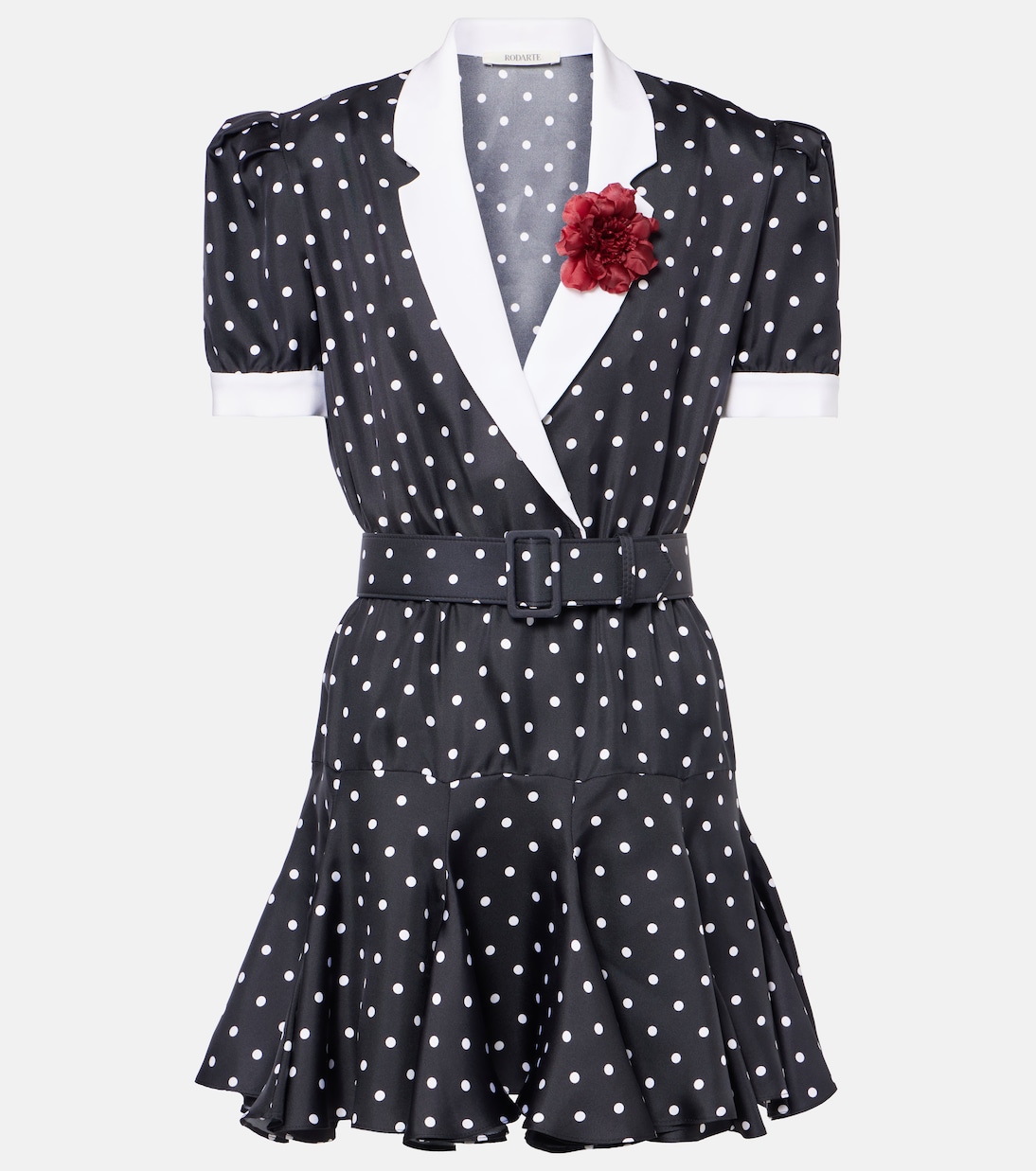 Vestido corto de sarga de seda con lunares | Rodarte