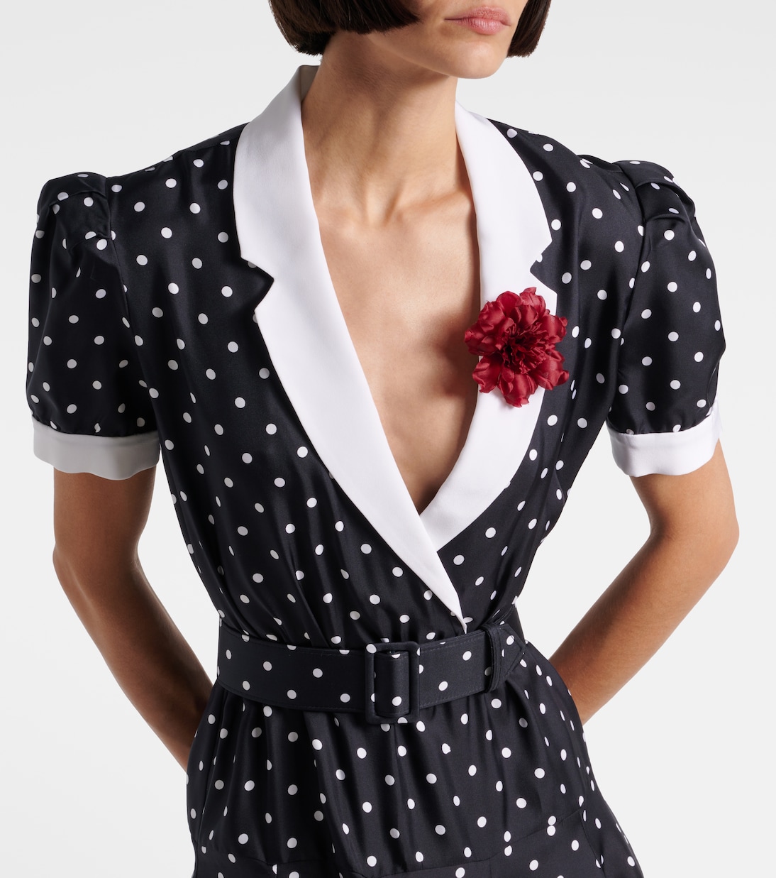 Vestido corto de sarga de seda con lunares | Rodarte