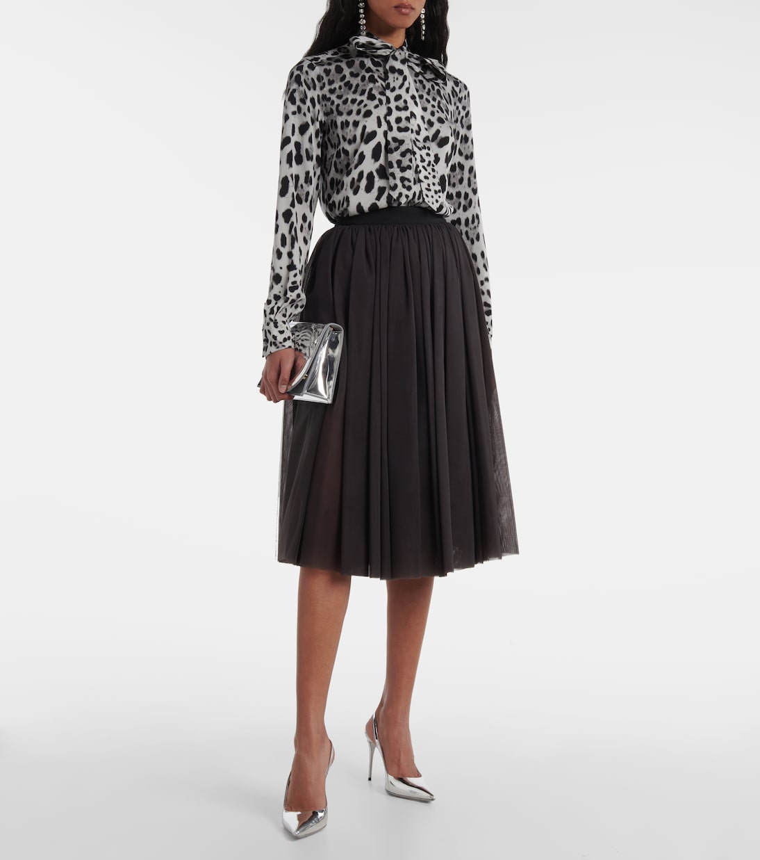 Falda midi fruncida de tul | Dolce&Gabbana