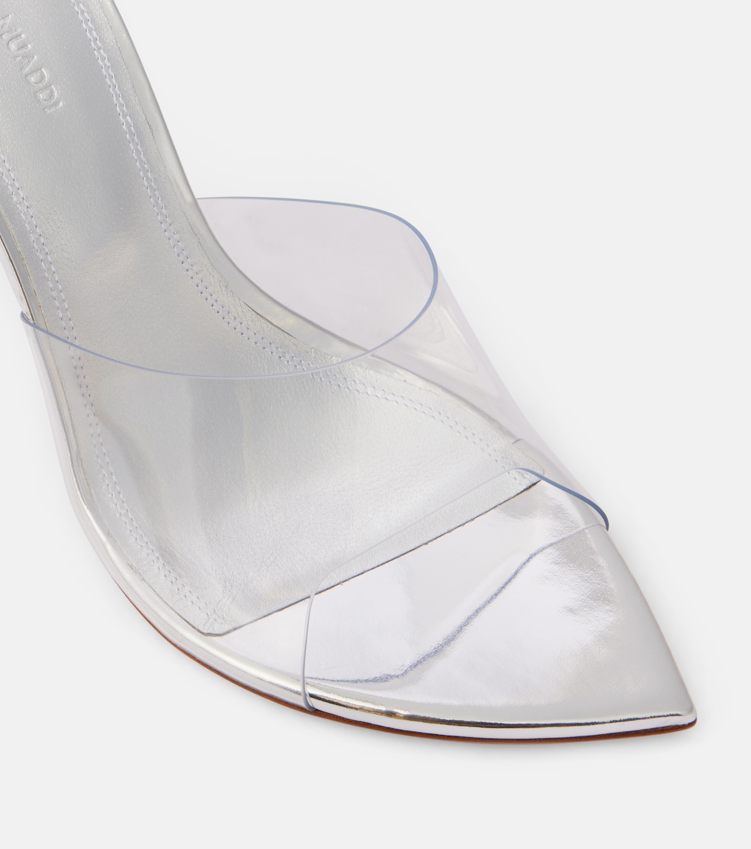 Mules Bianca Glass 95 in PVC | Amina Muaddi
