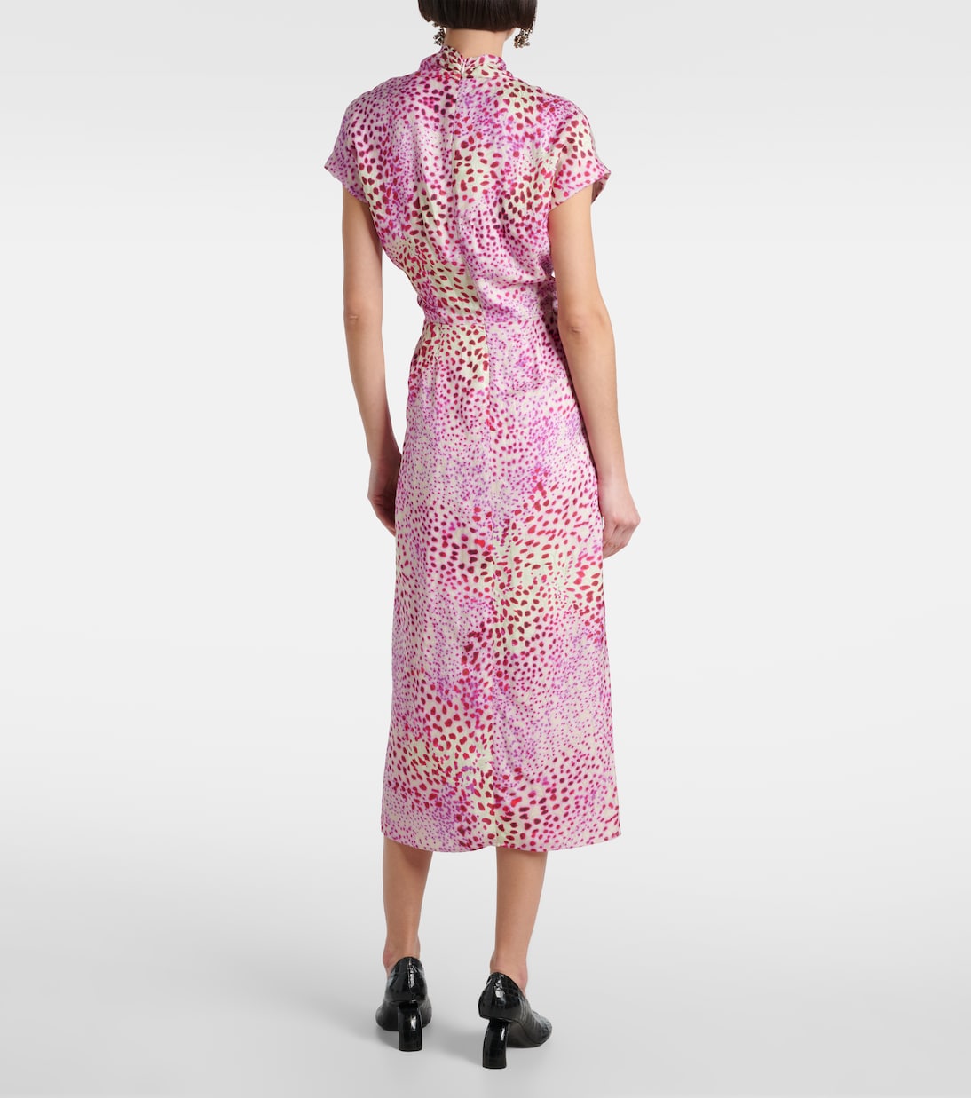 Robe midi imprimée en satin | Dries Van Noten