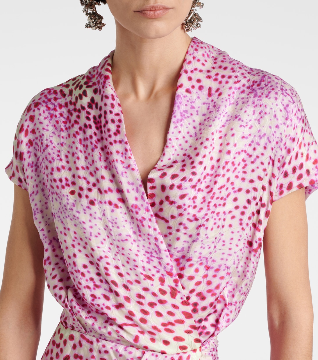 Robe midi imprimée en satin | Dries Van Noten