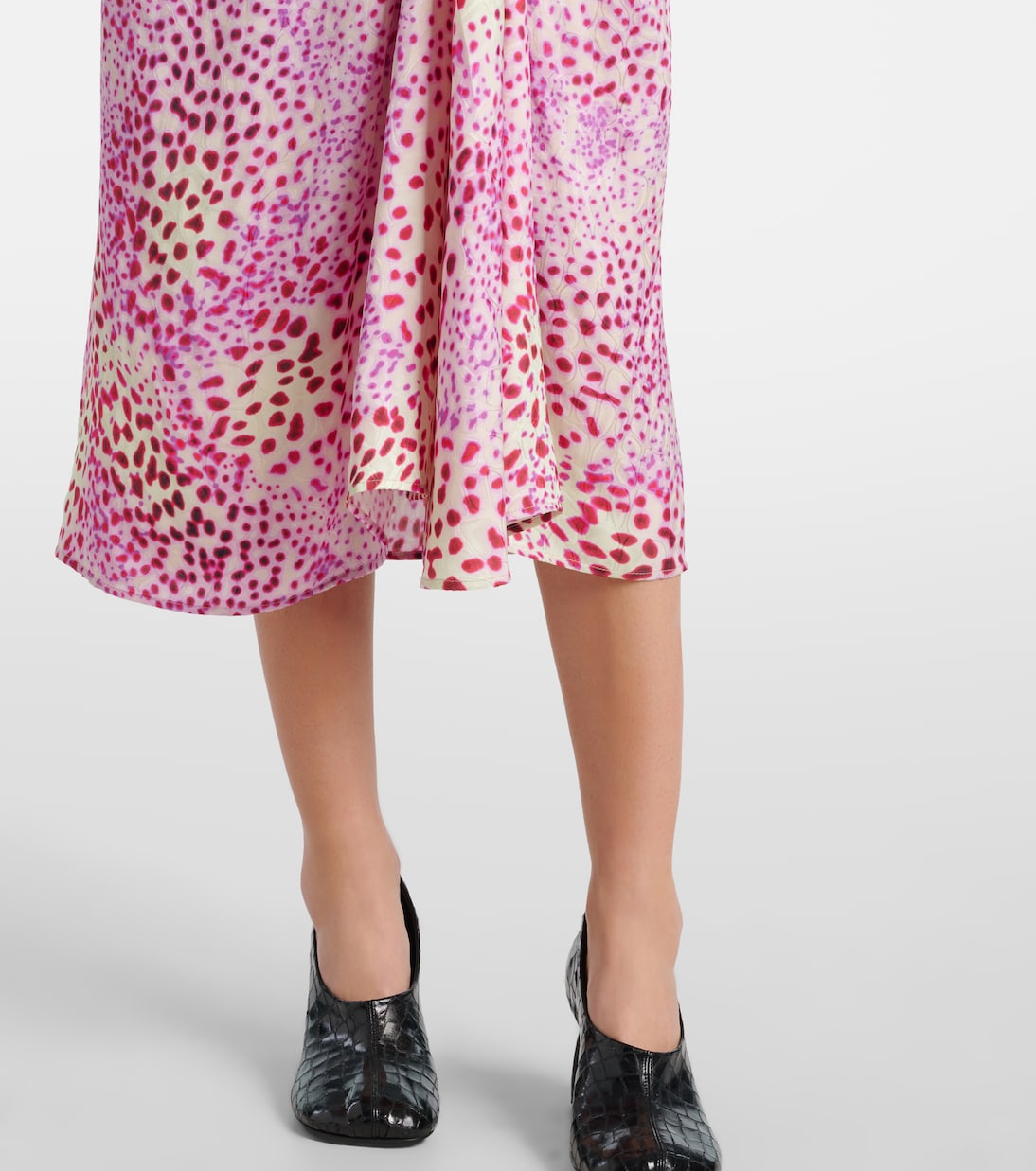 Robe midi imprimée en satin | Dries Van Noten