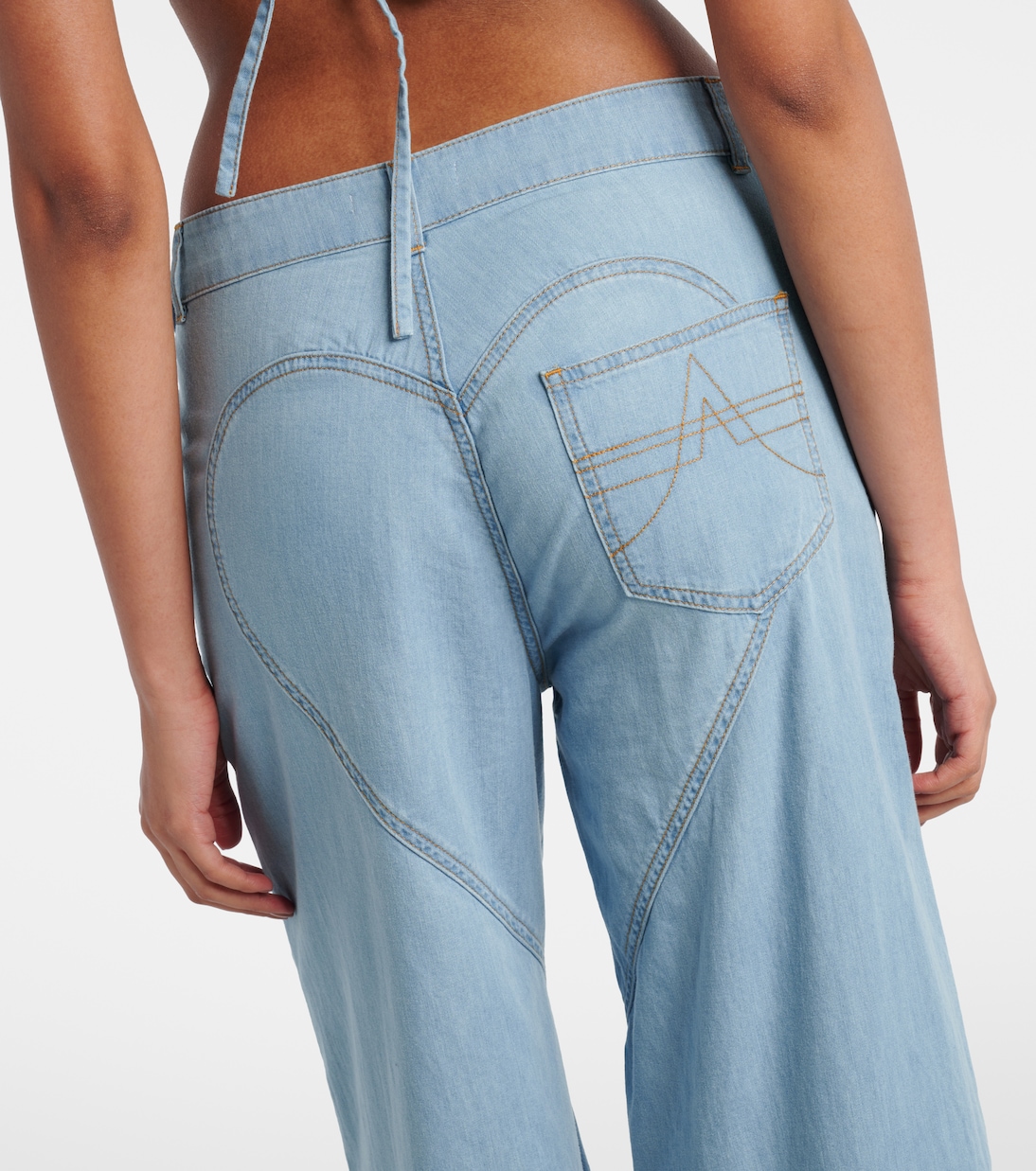 Wide-Leg Jeans mit Kristallen | Area