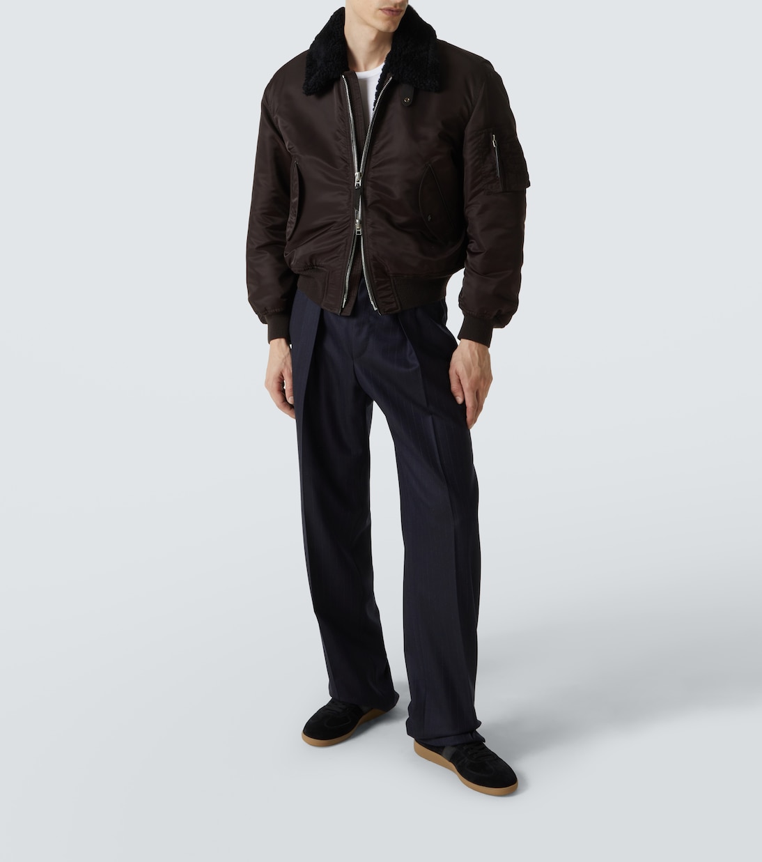 Leather-trimmed suede sneakers | Tom Ford