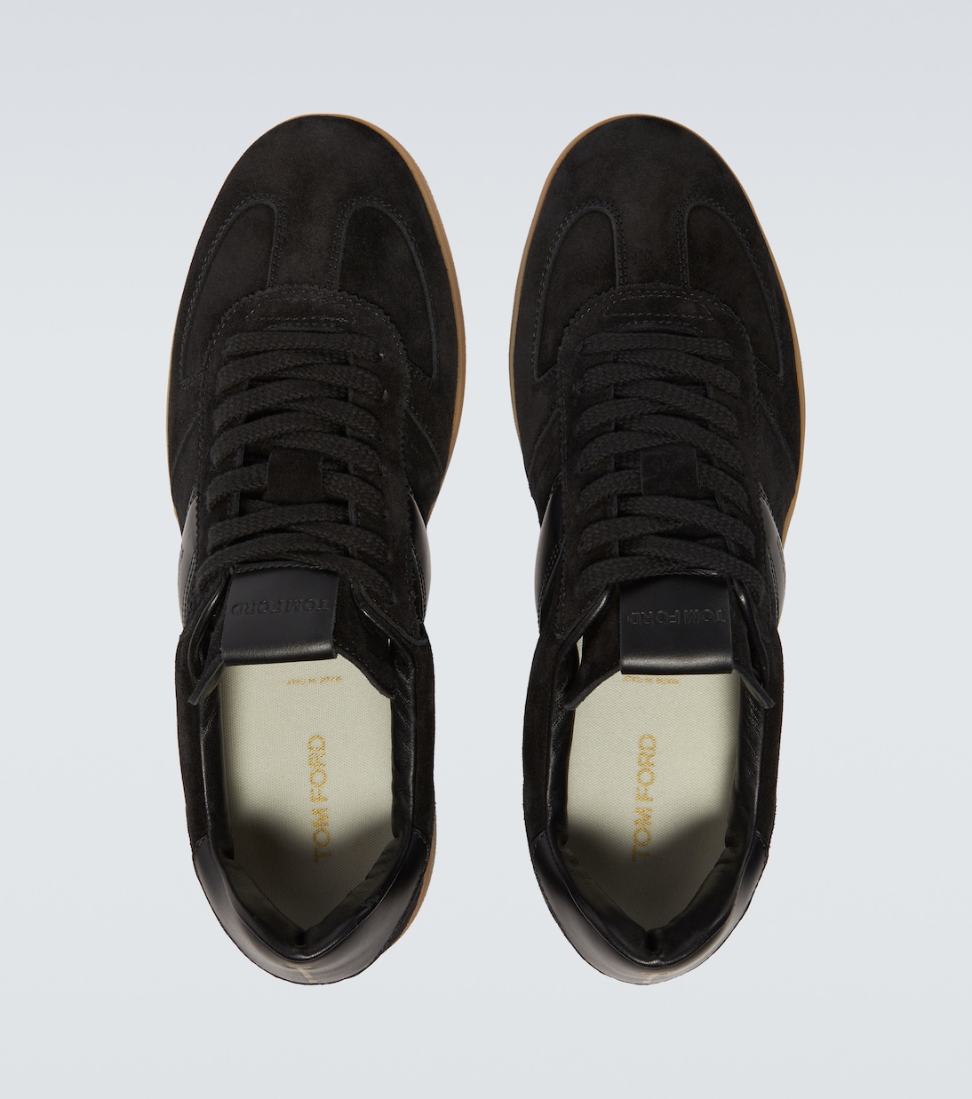 Leather-trimmed suede sneakers | Tom Ford