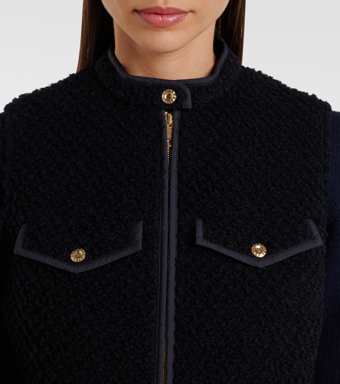Piumino in bouclé di lana senza maniche | Moncler