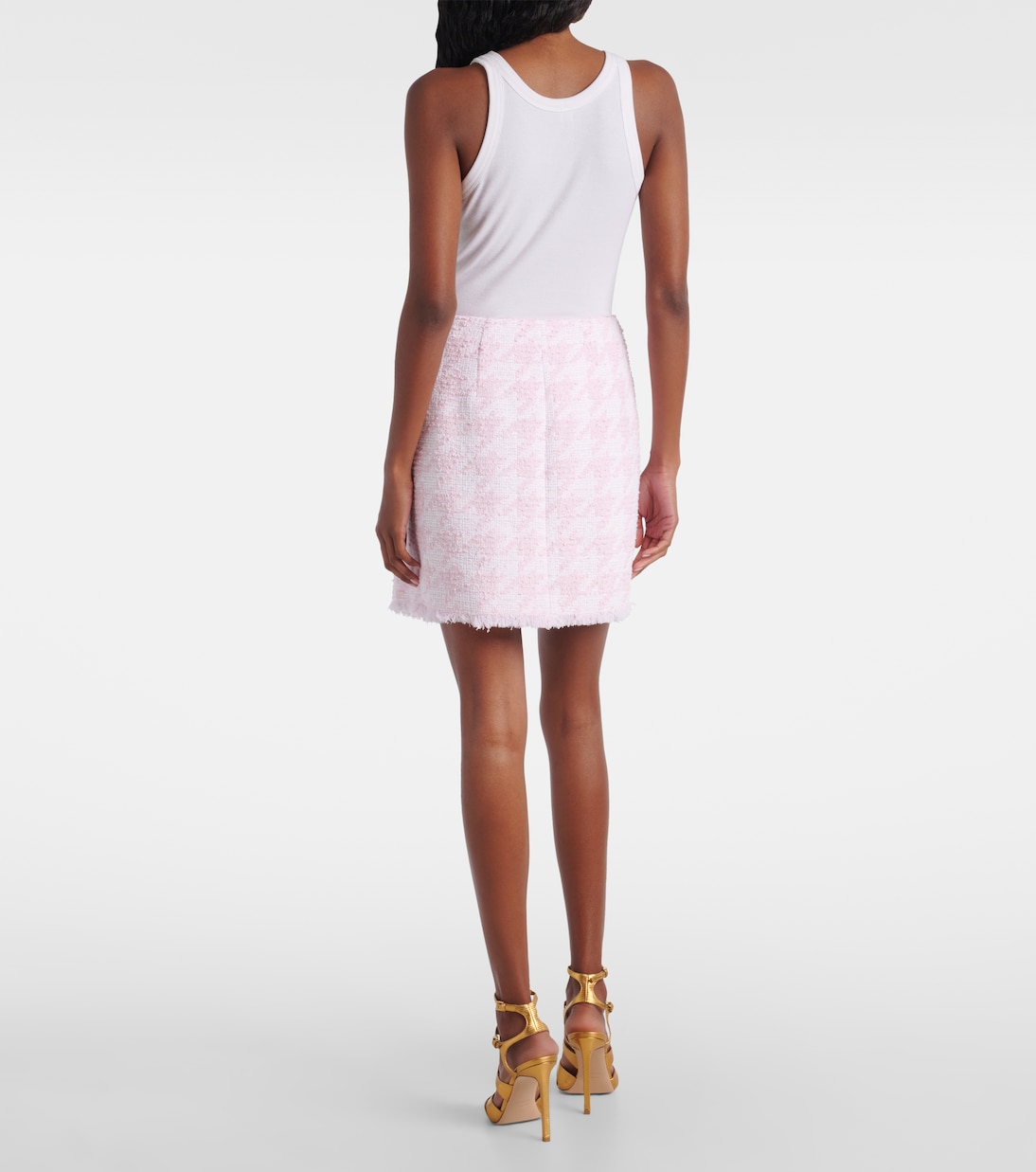 Minigonna in misto cotone pied-de-poule | Balmain