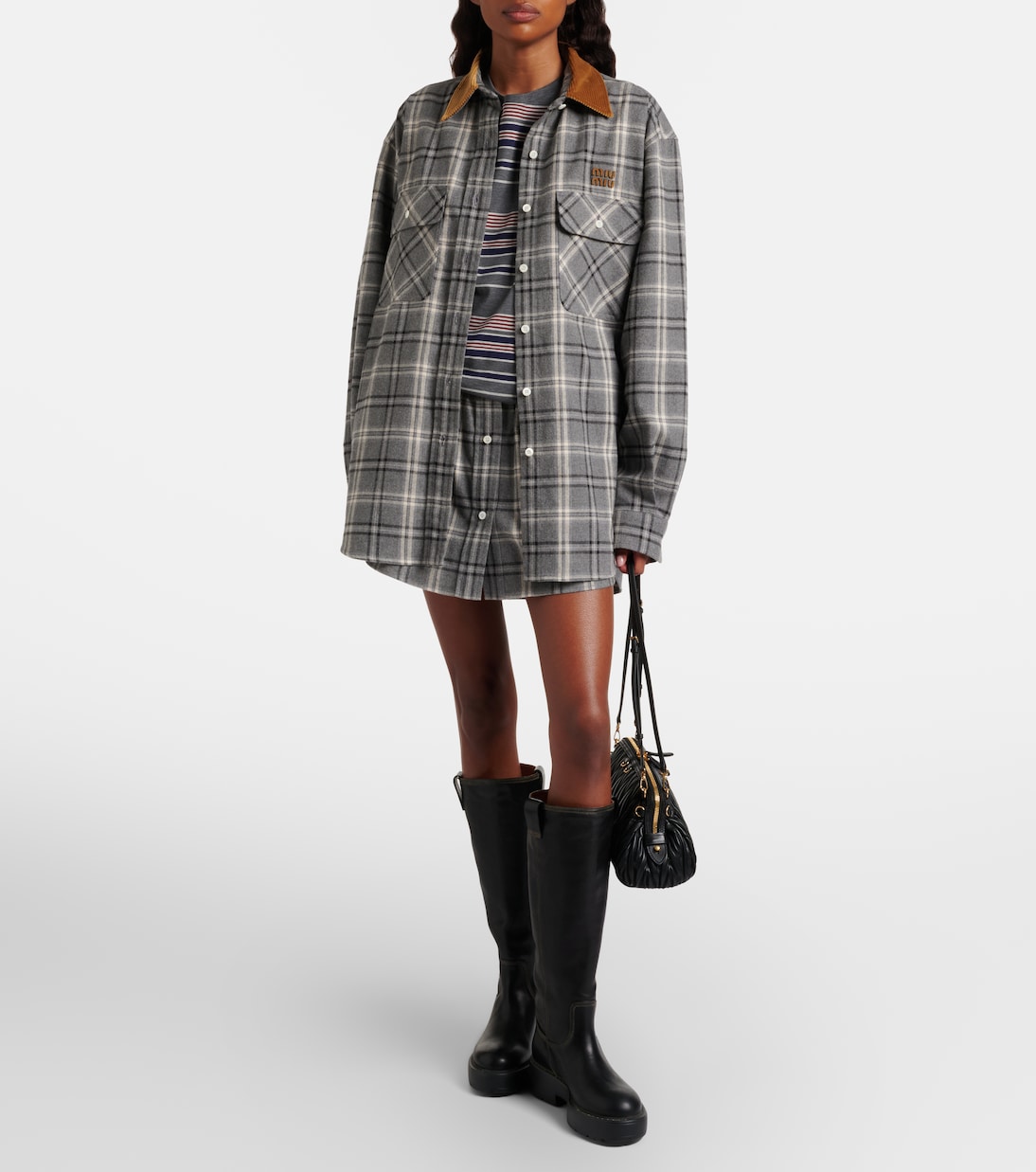 Logo leather knee-high boots | Miu Miu