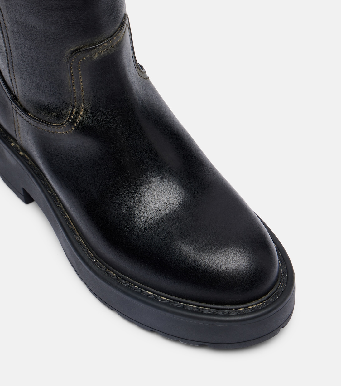 Logo leather knee-high boots | Miu Miu