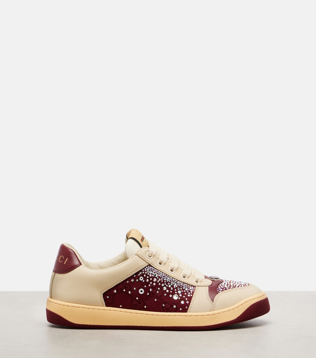 Screener embellished canvas and leather sneakers | Gucci